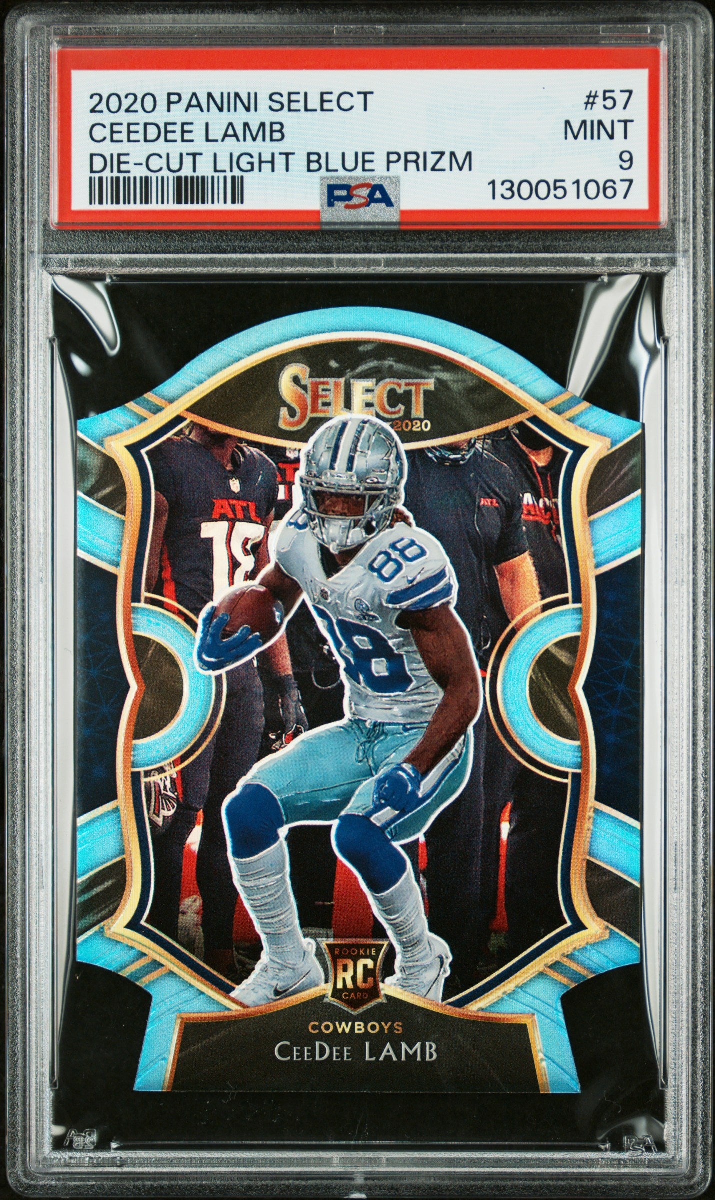 2020 Panini Select #57 Ceedee Lamb Die-Cut Light Blue Prizm PSA 9