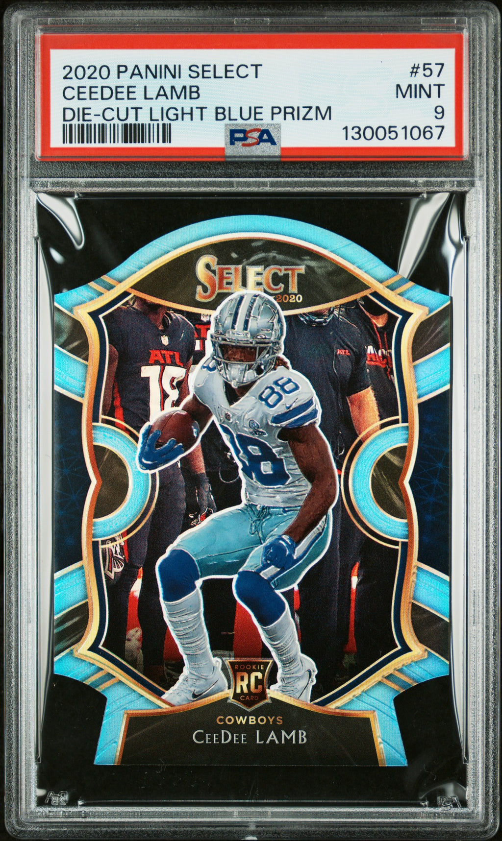 2020 Panini Select #57 Ceedee Lamb Die-Cut Light Blue Prizm PSA 9