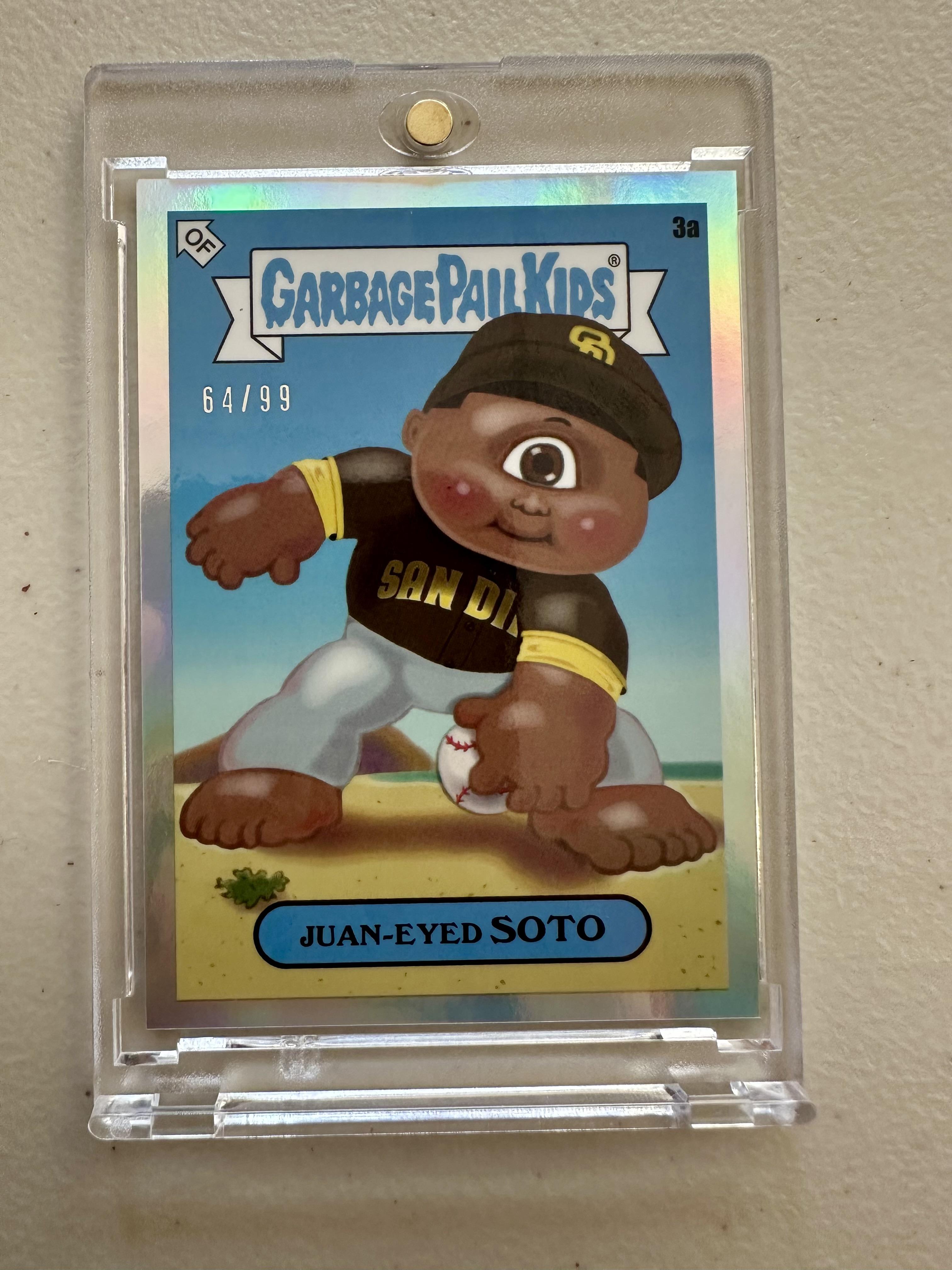 2022 Topps Garbage Pail Kids x MLB Series 1 #3a Juan-Eyed Soto Rainbow Foil #/99