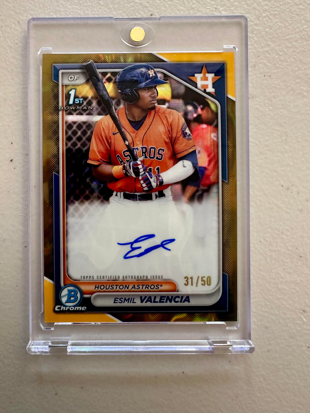 2024 Bowman #CPA-EVI Esmil Valencia Chrome Prospect Autographs Refractors #/499