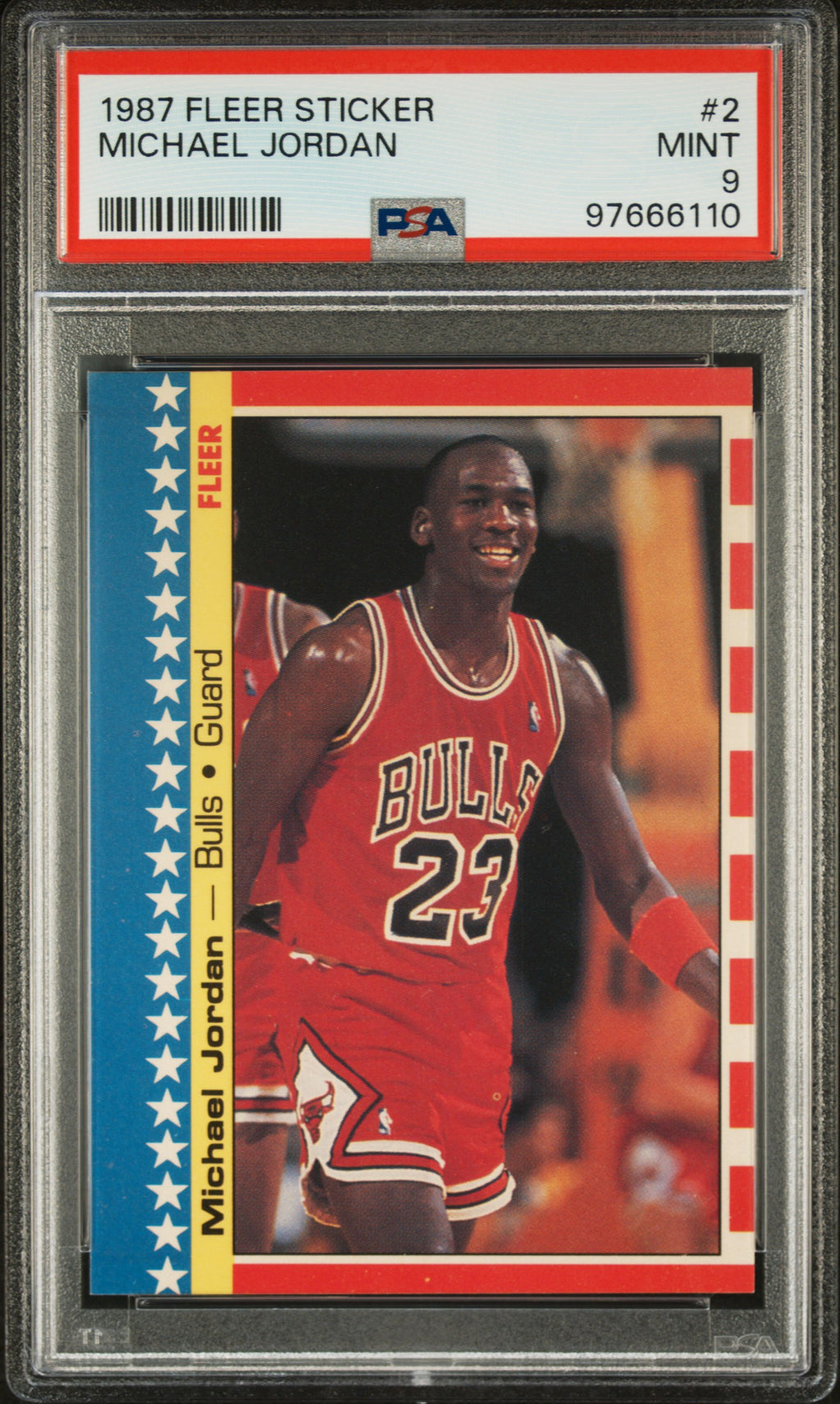 1987 Fleer Sticker #2 Michael Jordan PSA 9