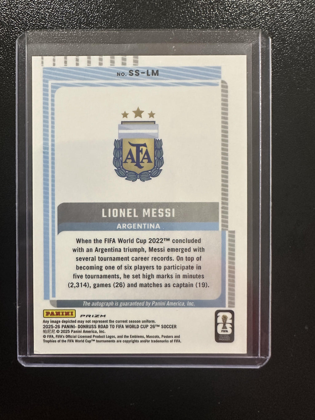 Donruss #SS-LM Lionel Messi 25-26 Road to World Cup Pink Lazer