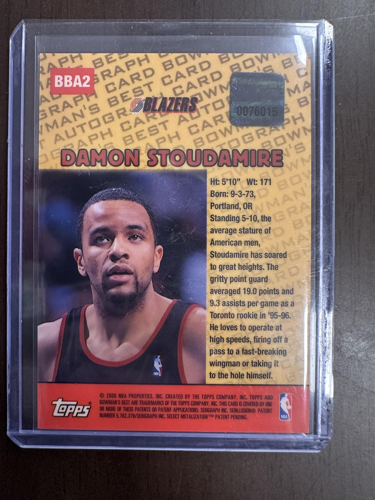 1999-00 Bowman's Best #BBA2 Damon Stoudamire Autographs