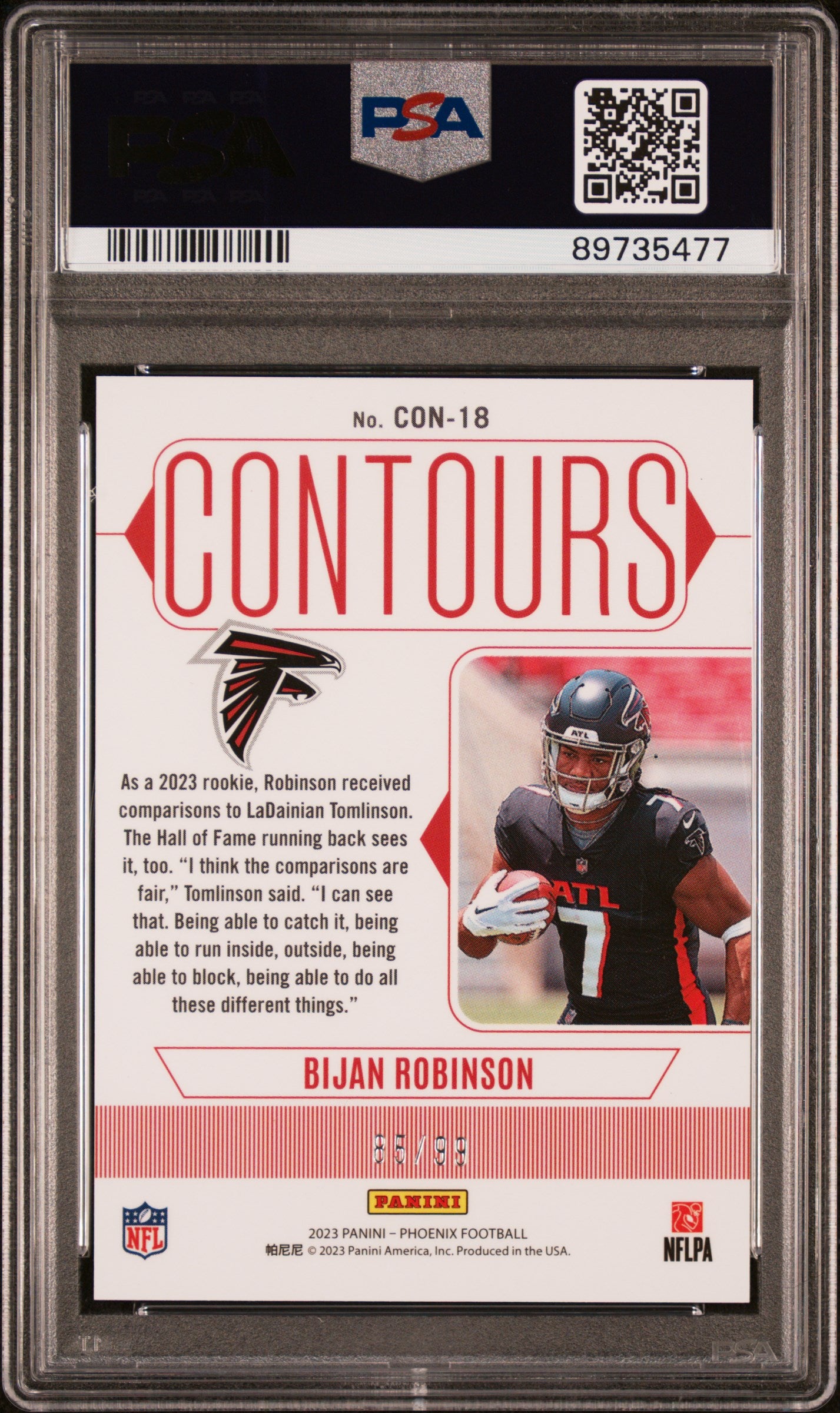 2023 Panini Phoenix Contours #CON18 Bijan Robinson Contours-Orange PSA 10