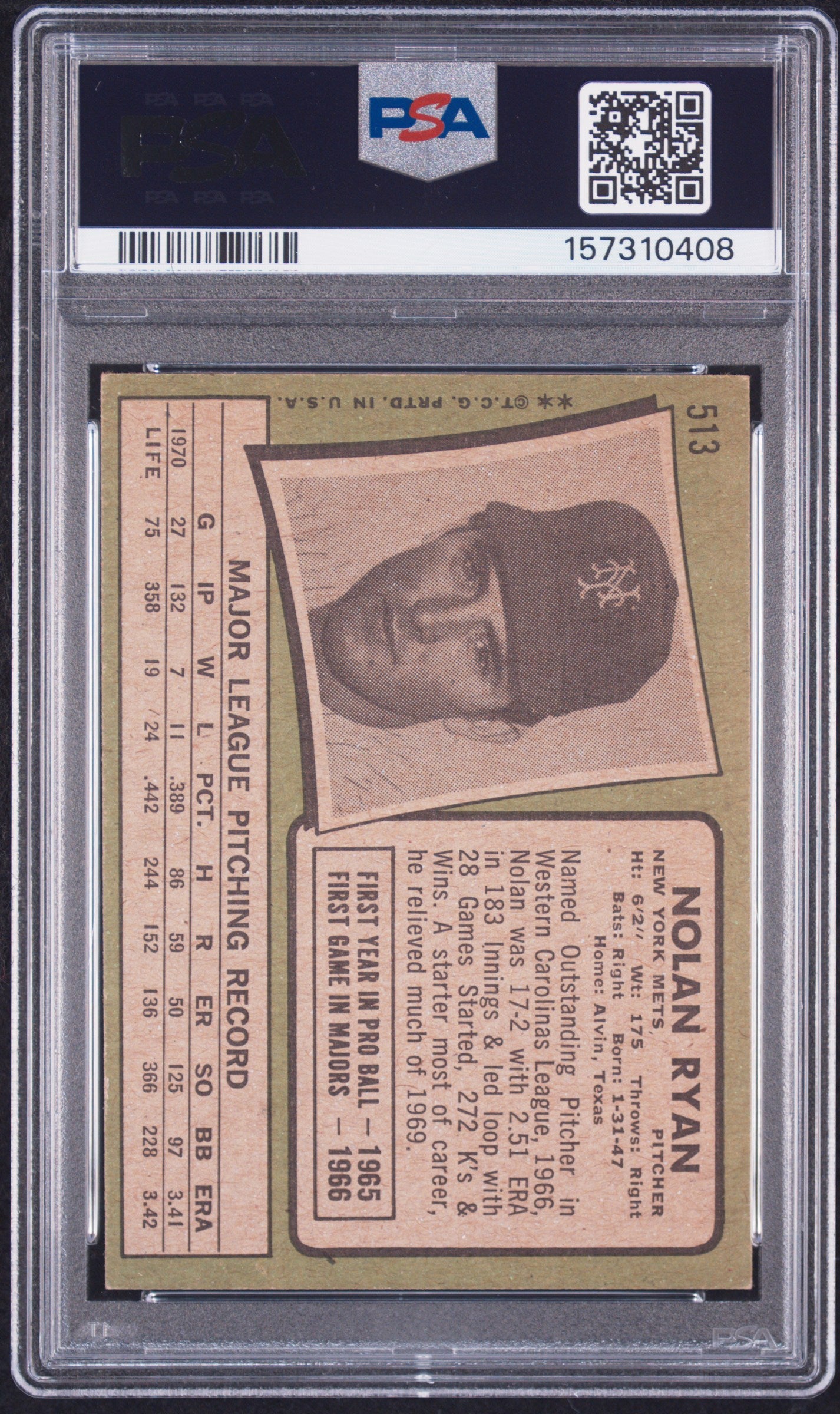 1971 Topps #513 Nolan Ryan PSA 5