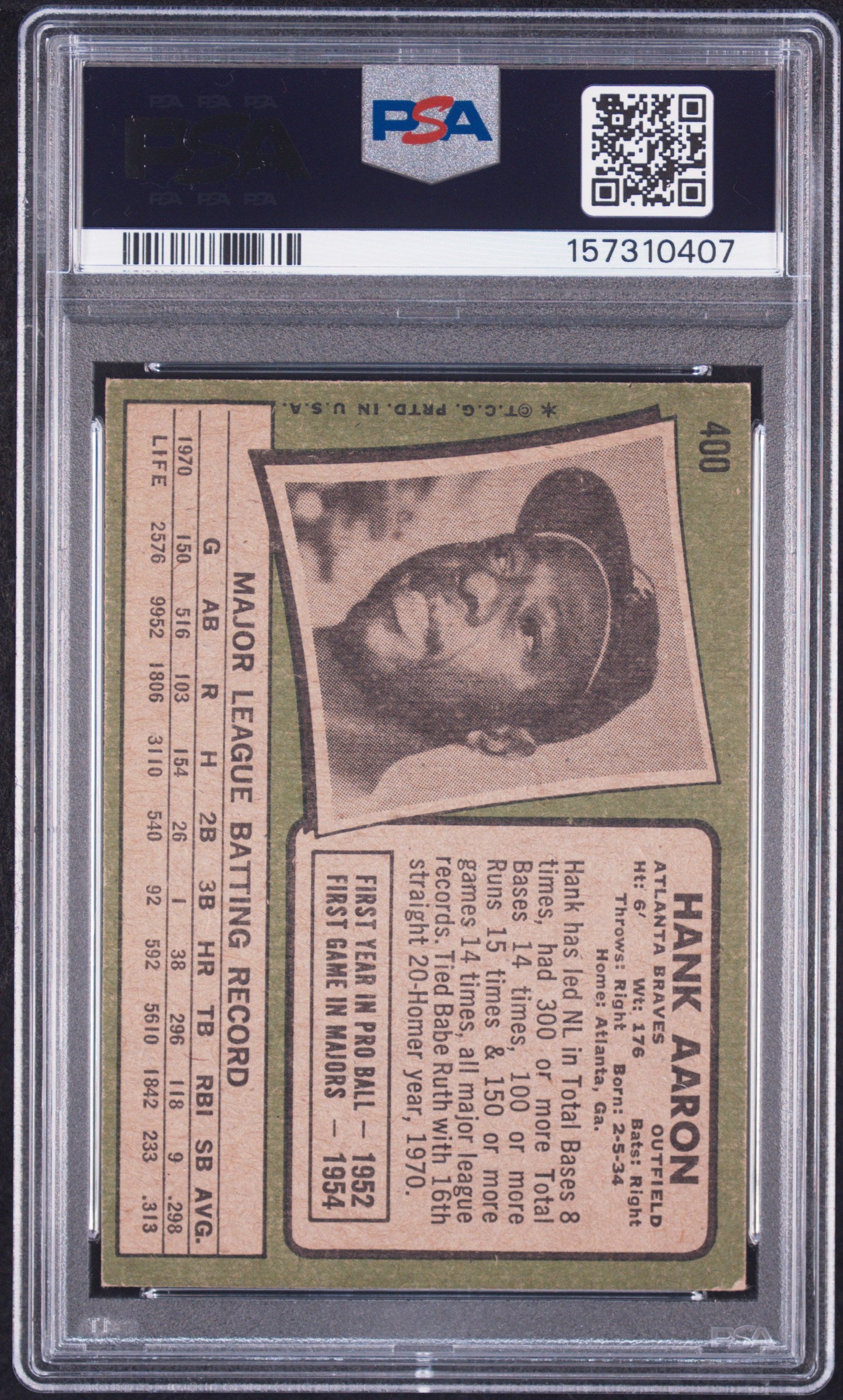 1971 Topps #400 Hank Aaron PSA 5