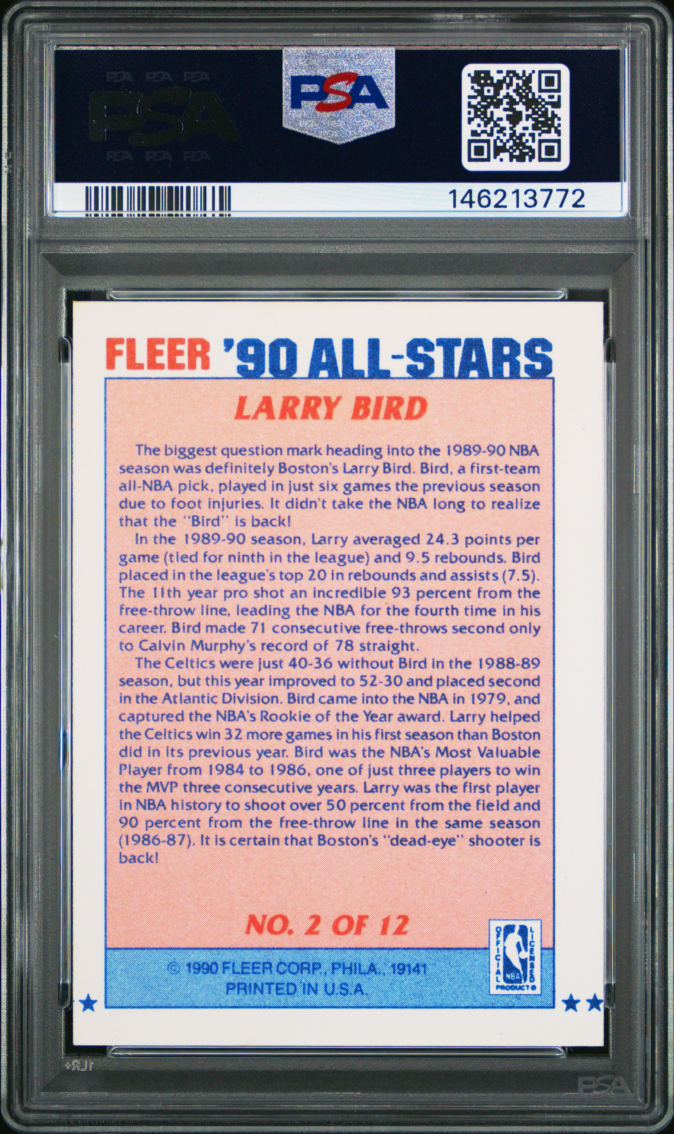 1990 Fleer All-Stars #2 Larry Bird PSA 9