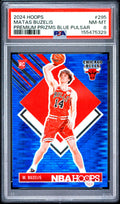 2024 Panini NBA Hoops #295 Matas Buzelis Premium Prizms Blue Pulsar PSA 8