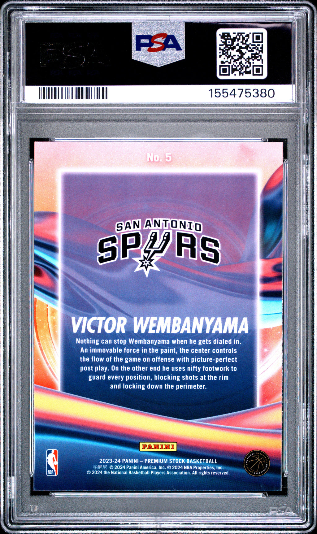 2023 Panini Hoops Premium Stock Anti Gravity #5 Victor Wembanyama PSA 10