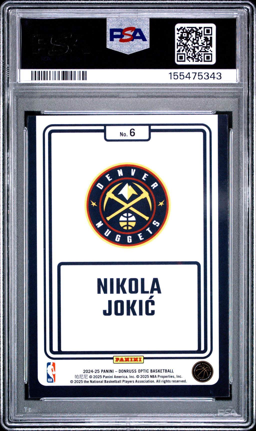 2024 Panini Donruss Optic Winner Stays #6 Nikola Jokic PSA 10