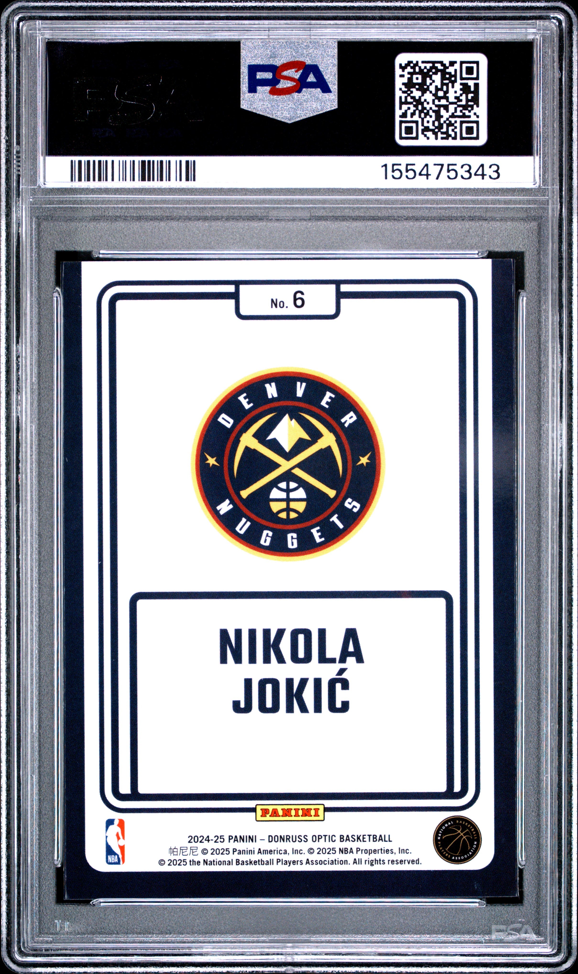 2024 Panini Donruss Optic Winner Stays #6 Nikola Jokic PSA 10