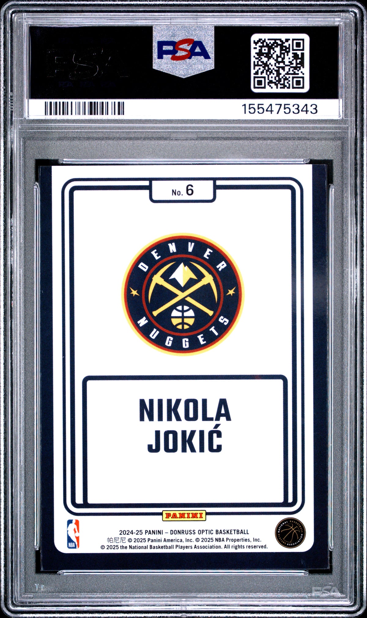 2024 Panini Donruss Optic Winner Stays #6 Nikola Jokic PSA 10
