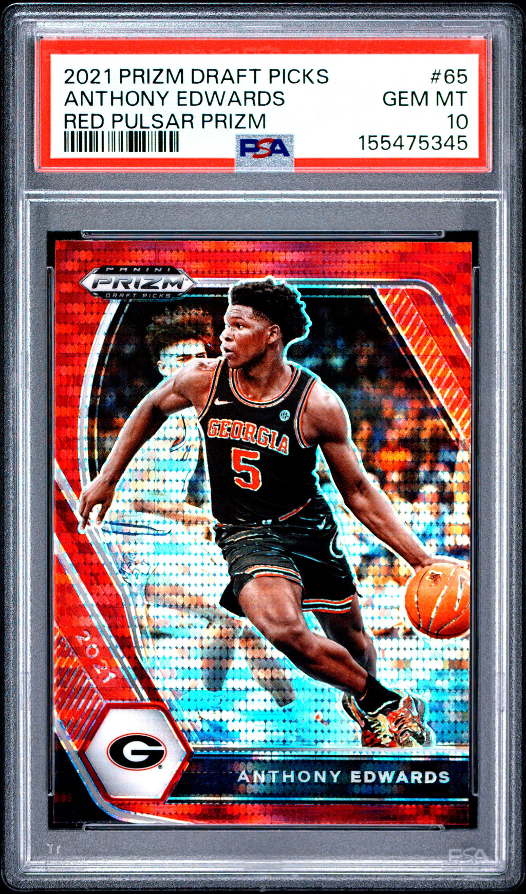 2021 Panini Prizm Draft Picks #65 Anthony Edwards Red Pulsar Prizm PSA 10