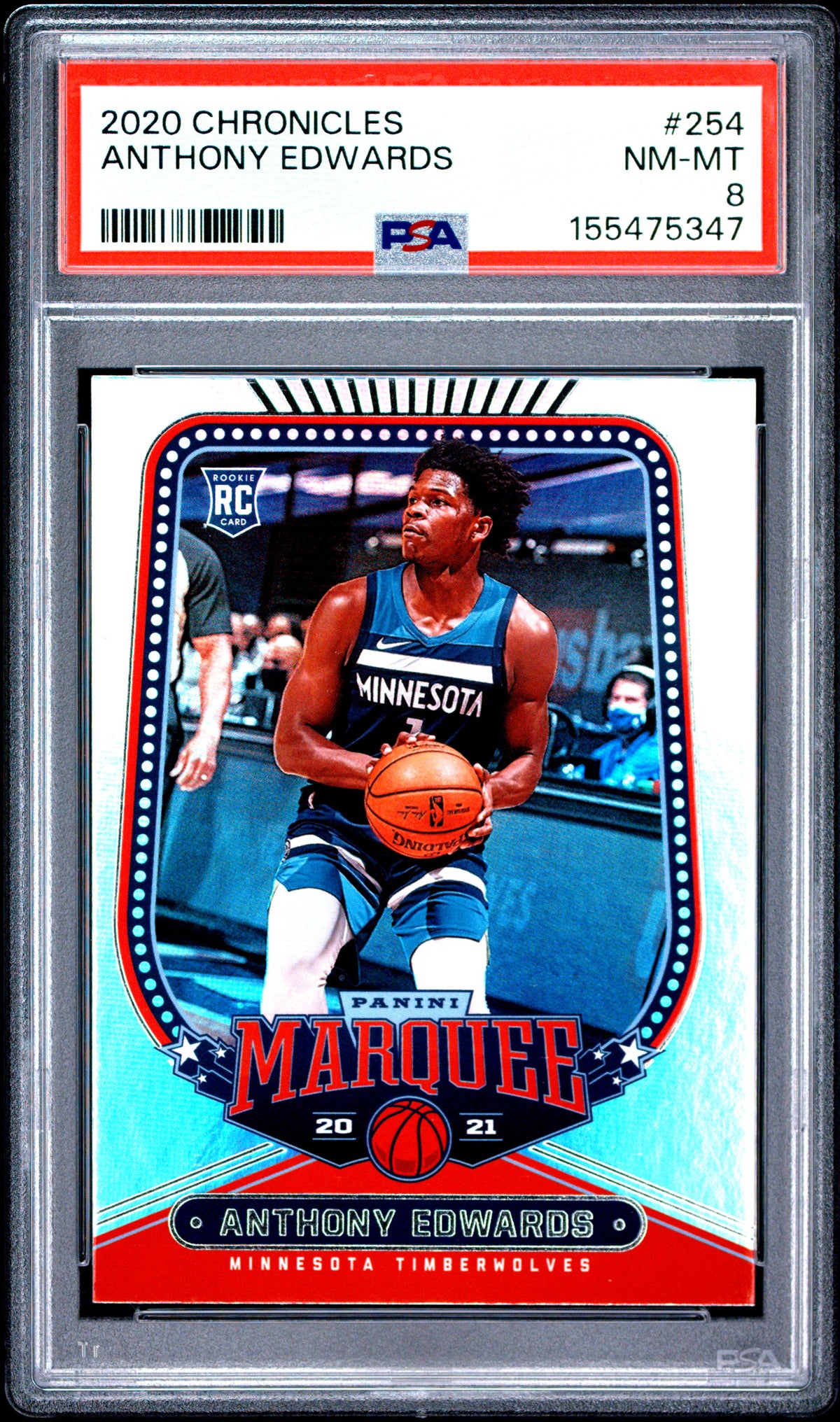 2020 Panini Chronicles #254 Anthony Edwards PSA 8