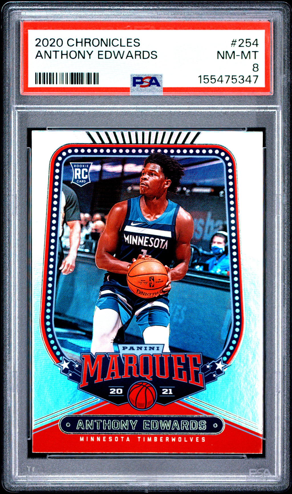 2020 Panini Chronicles #254 Anthony Edwards PSA 8