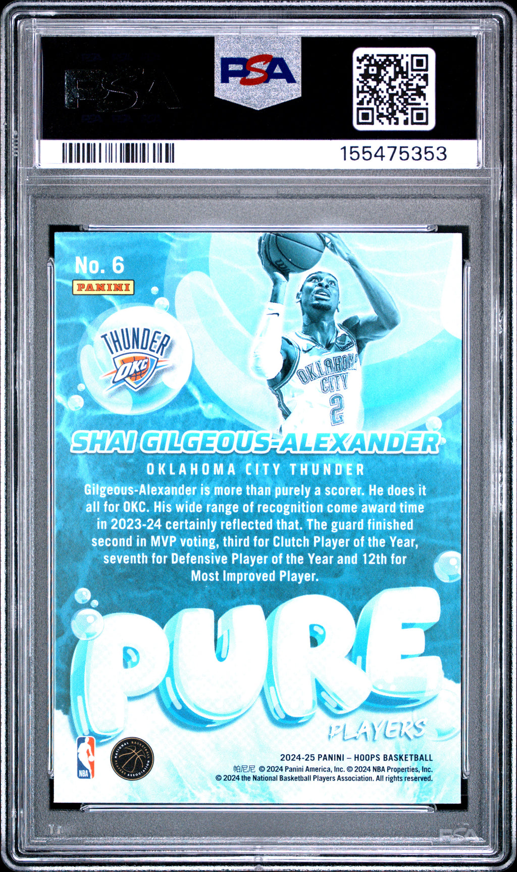2024 Panini NBA Hoops #6 S. Gilgeous-Alexander Pure Players-Holo PSA 10