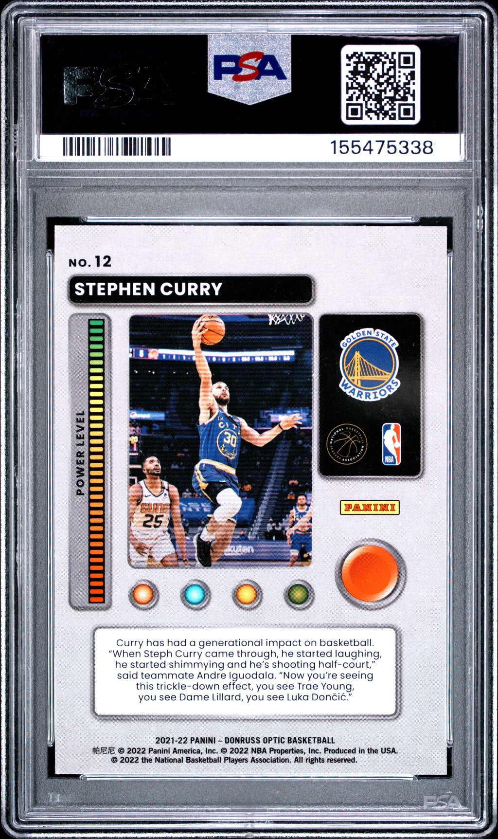 2021 Panini Donruss Optic #12 Stephen Curry T-Minus 3,2,1 PSA 10