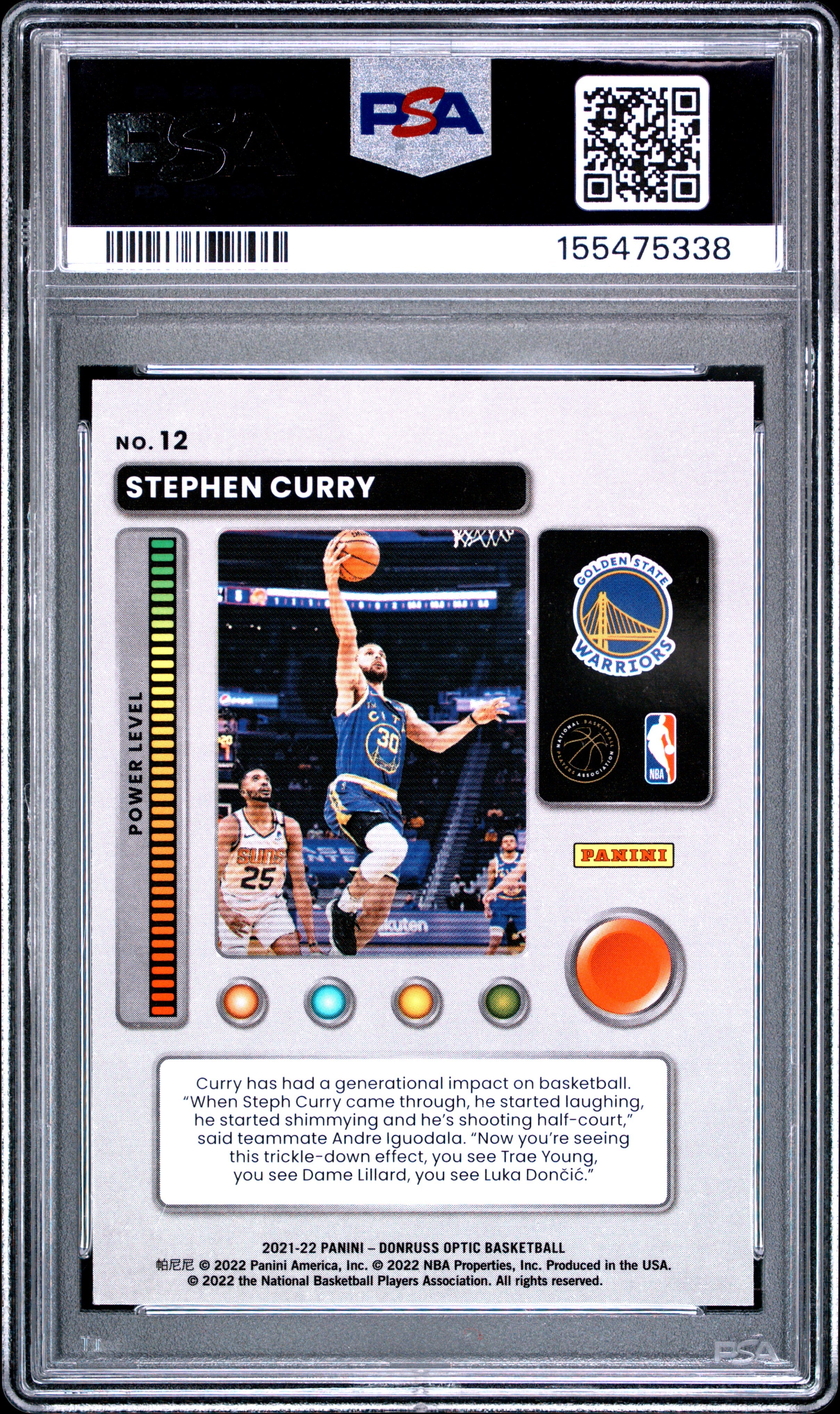 2021 Panini Donruss Optic #12 Stephen Curry T-Minus 3,2,1 PSA 10