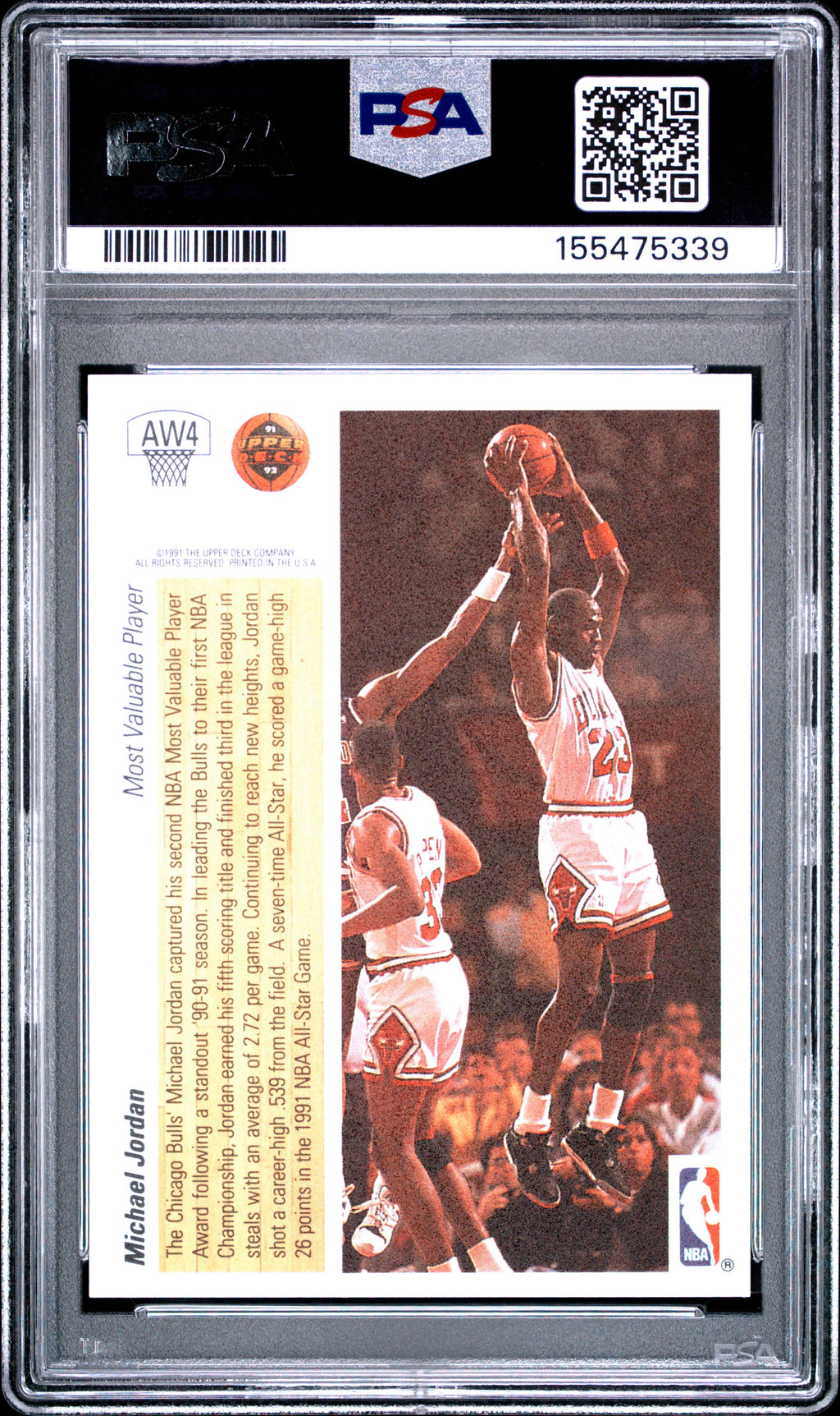 1991 Upper Deck Award Winner Hologram #AW4 Michael Jordan Holograms PSA 8