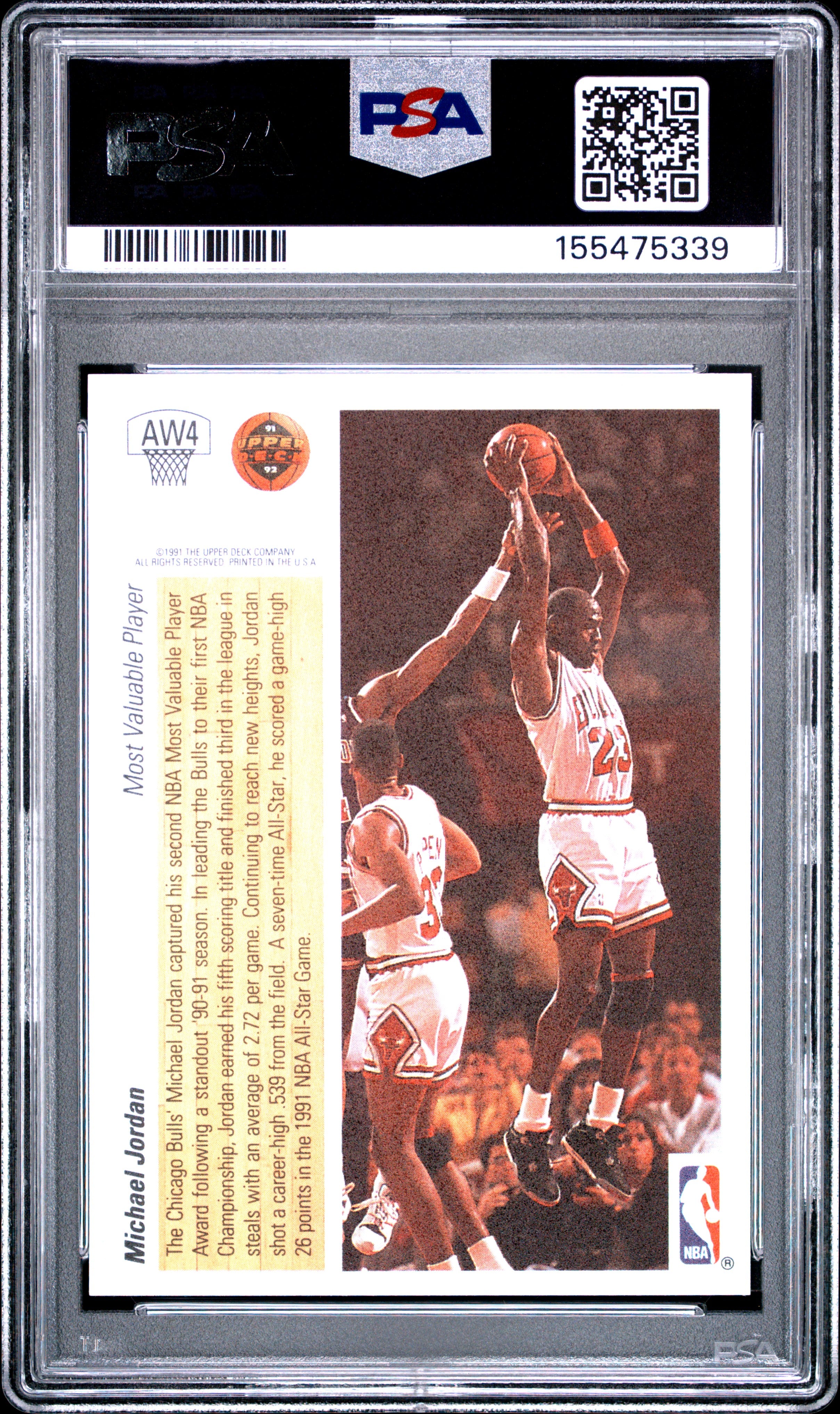 1991 Upper Deck Award Winner Hologram #AW4 Michael Jordan Holograms PSA 8