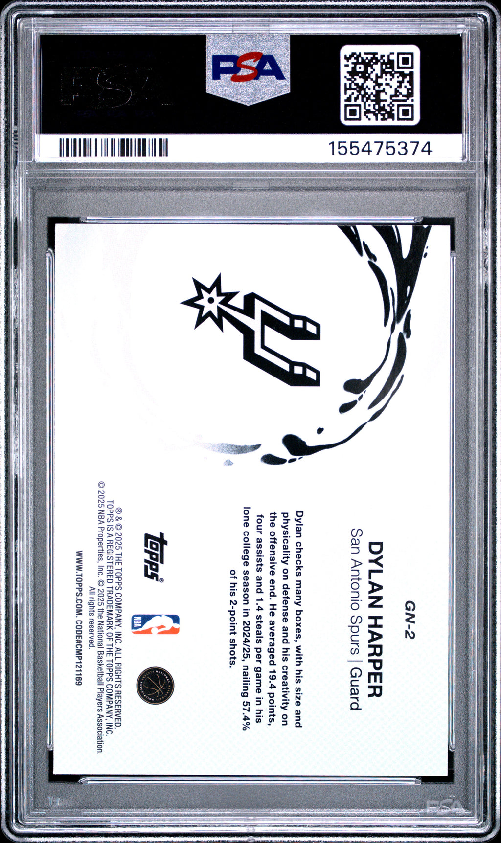 2025 Topps Generation Now #GN-2 Dylan Harper PSA 10