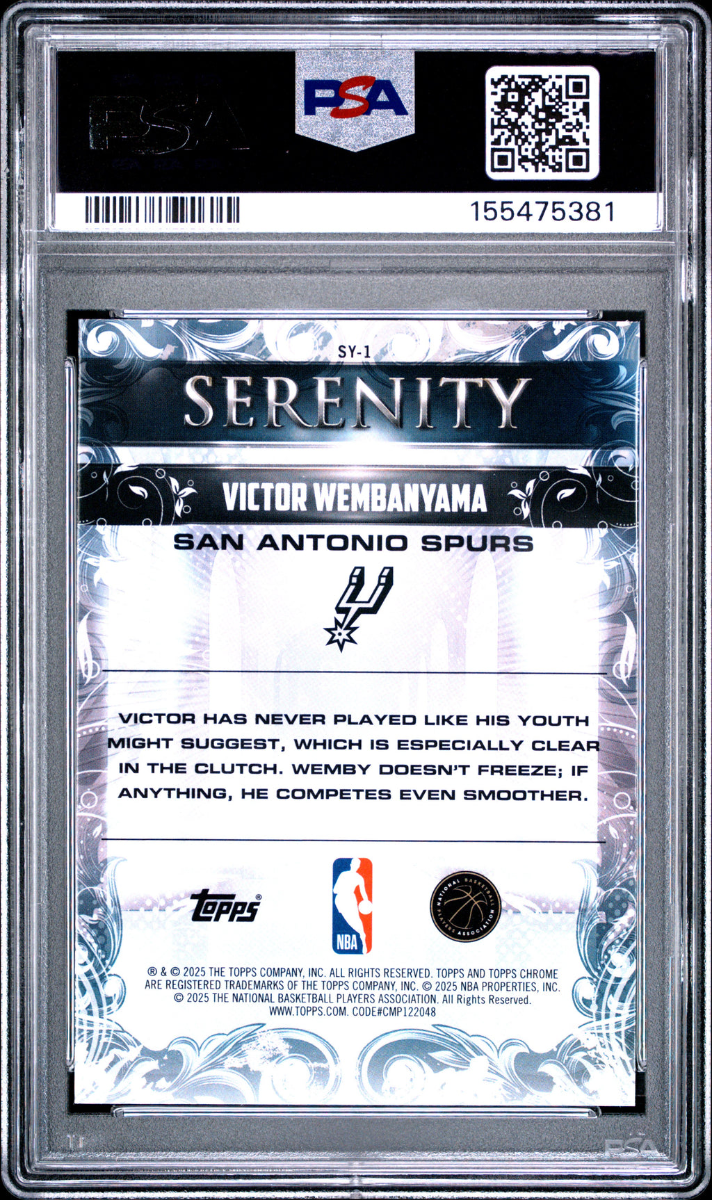 2025 Topps Chrome Serenity #SY-1 Victor Wembanyama PSA 10