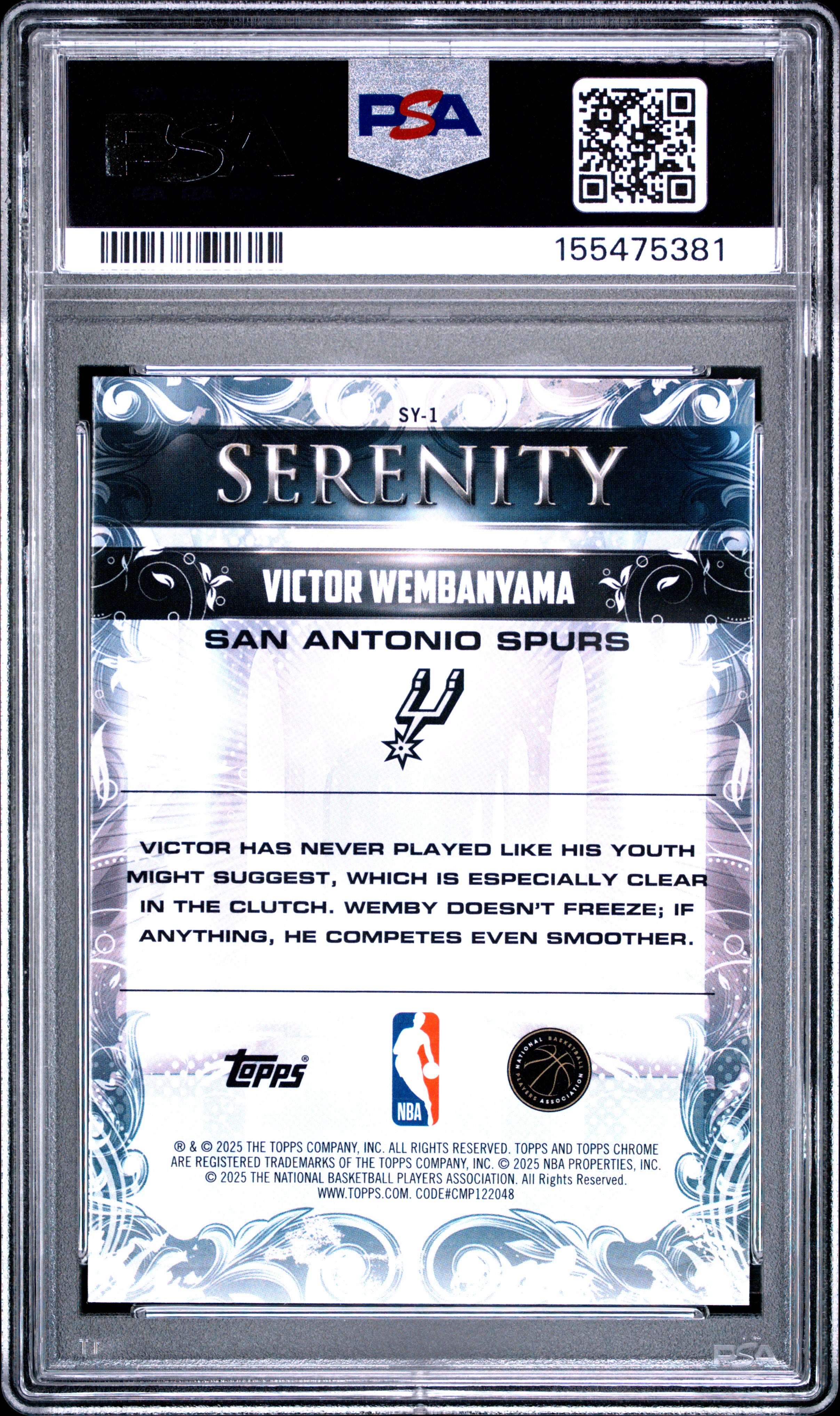 2025 Topps Chrome Serenity #SY-1 Victor Wembanyama PSA 10