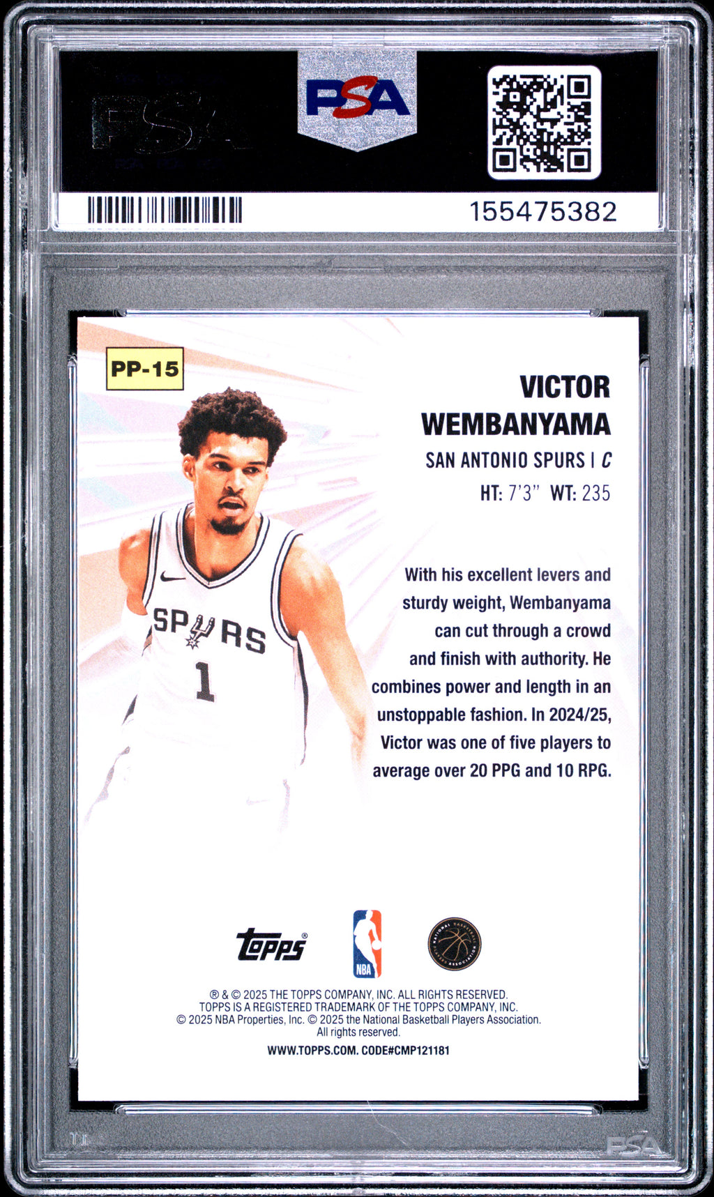 2025 Topps Power Players #PP-15 Victor Wembanyama PSA 10