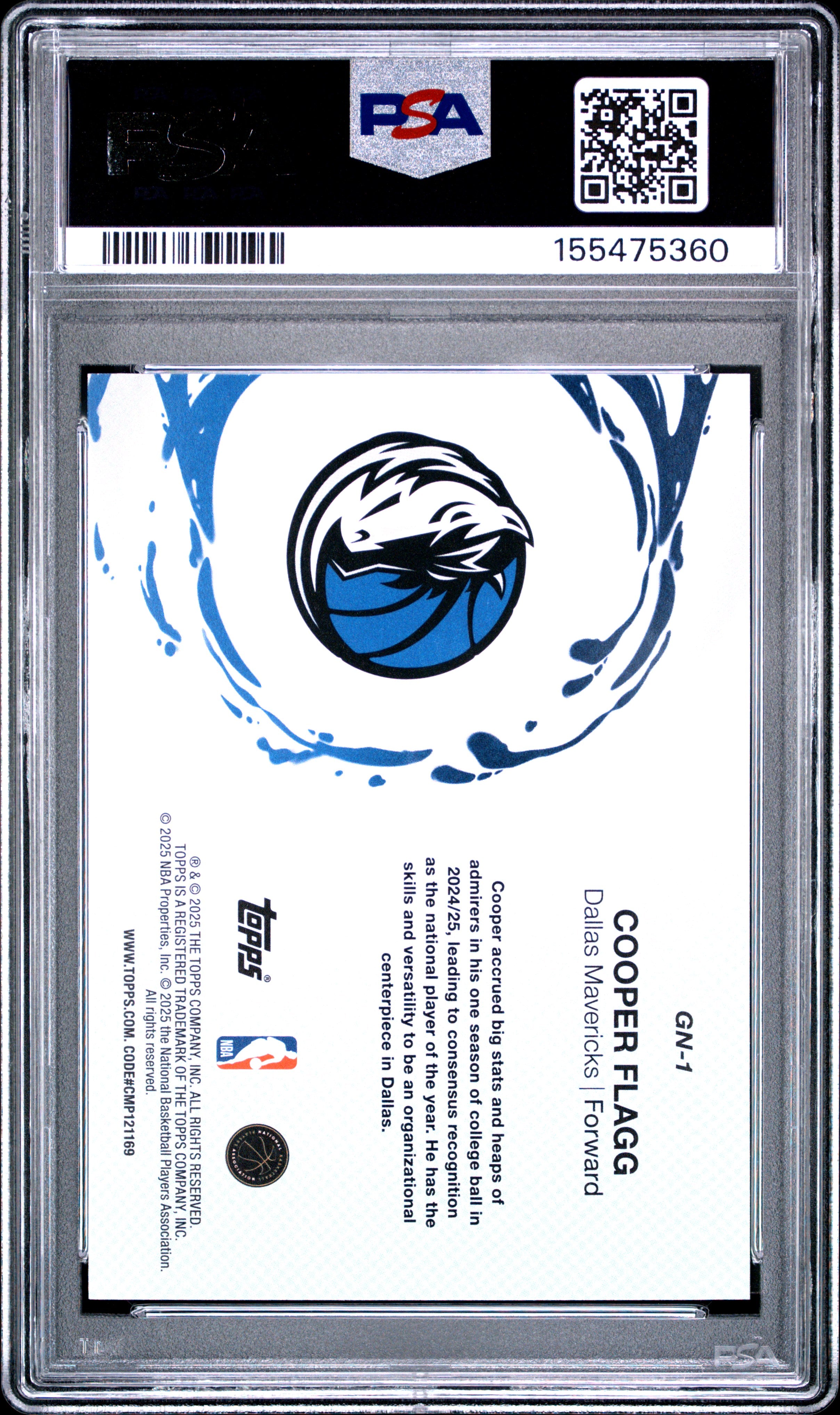 2025 Topps Generation Now #GN-1 Cooper Flagg PSA 10