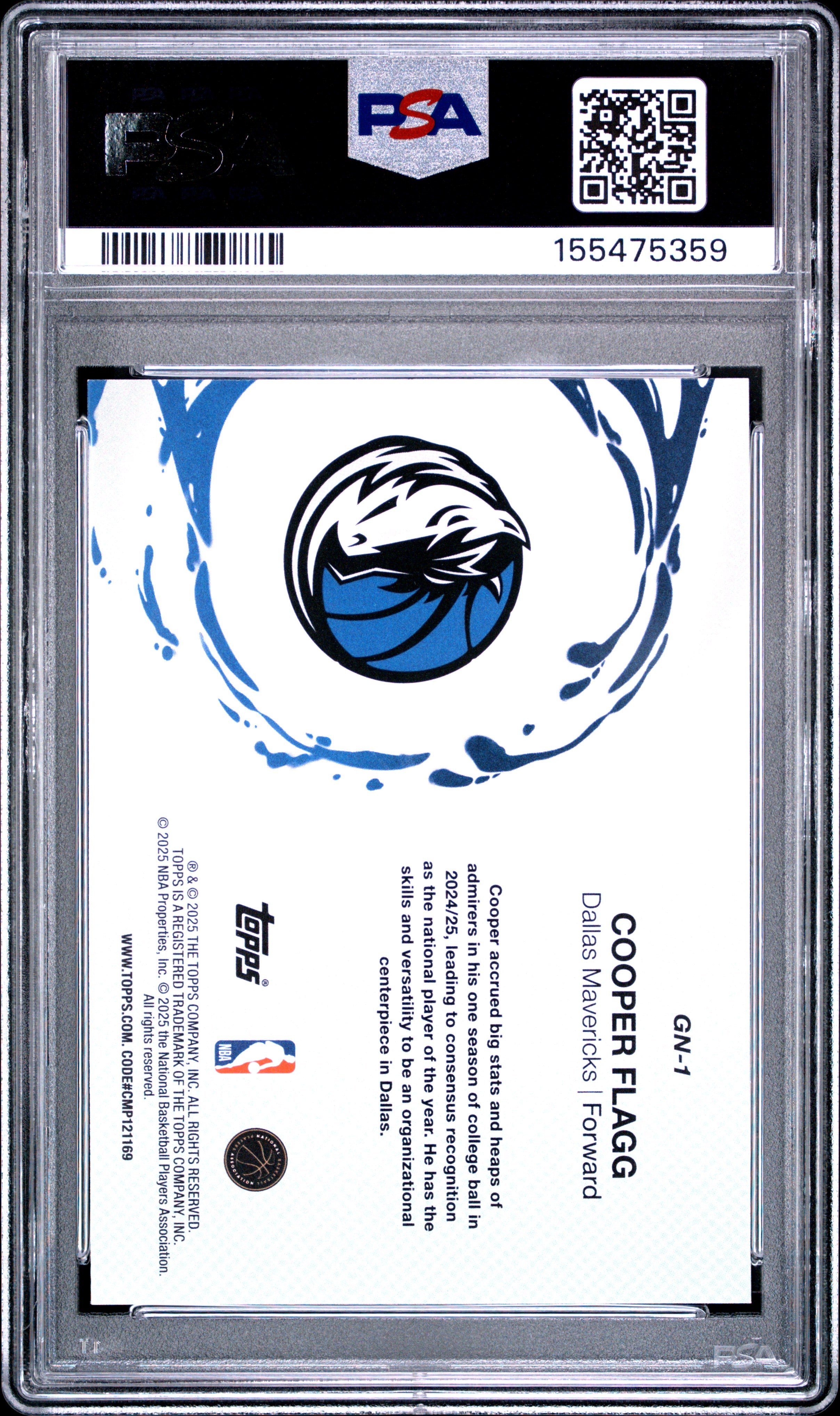 2025 Topps Generation Now #GN-1 Cooper Flagg PSA 10