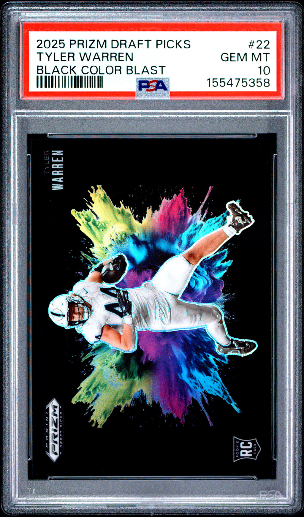 2025 Panini Prizm Draft Picks Black Color Blast #22 Tyler Warren PSA 10