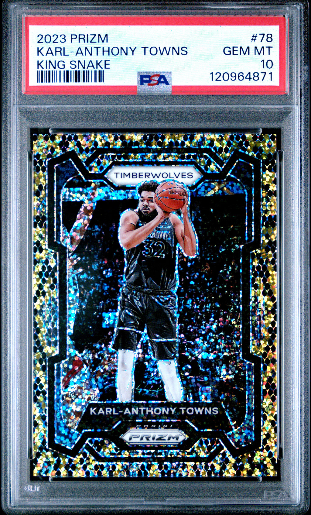 2023 Panini Prizm #78 Karl-Anthony Towns King Snake PSA 10