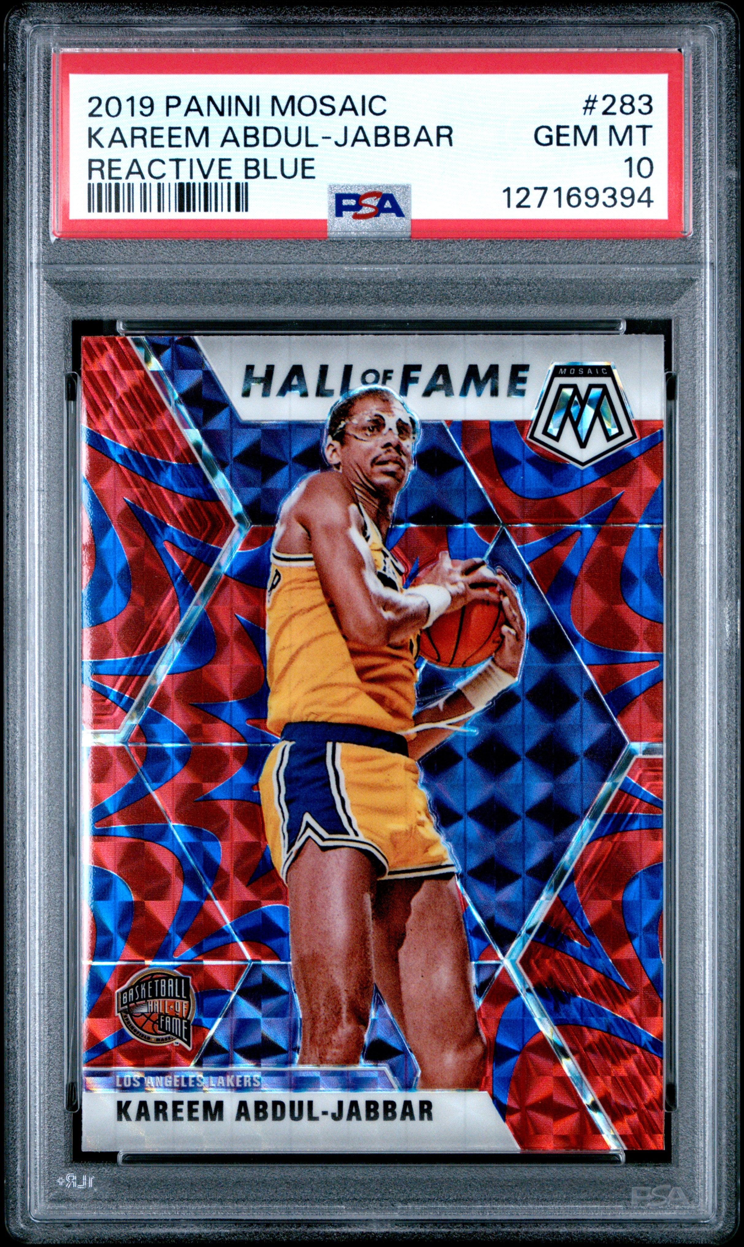 2019 Panini Mosaic #283 Kareem Abdul-Jabbar Reactive Blue PSA 10