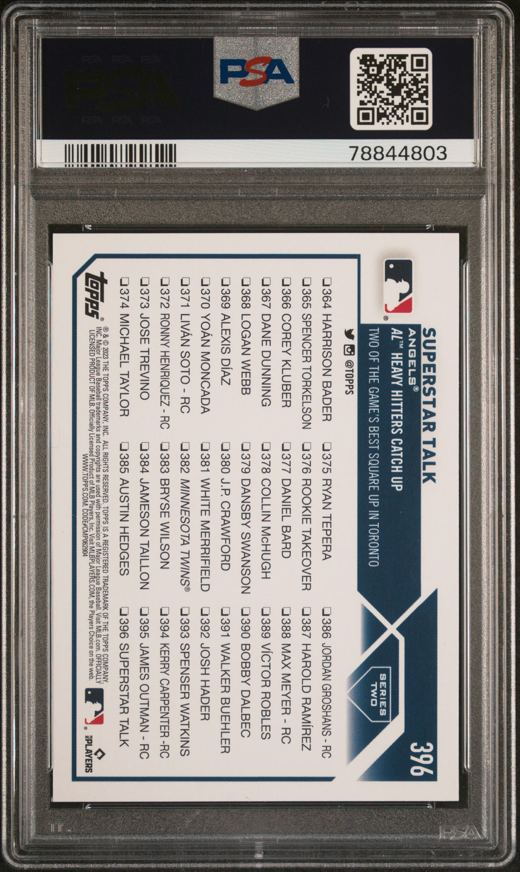 2023 Topps #396 Trout/Guerrero Jr. PSA 10