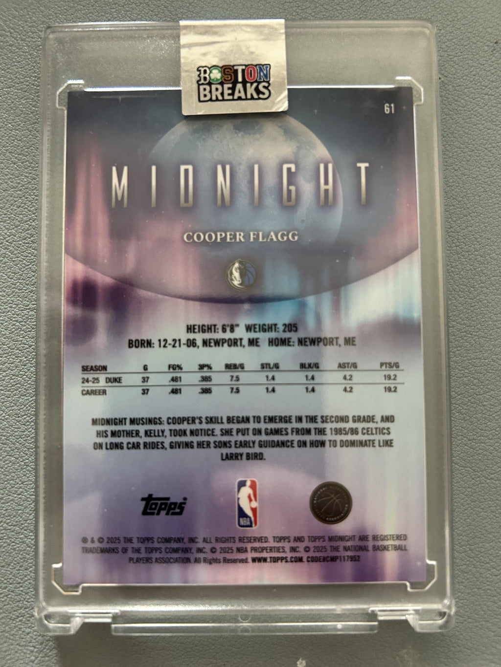 2025-26 Topps Midnight #61 Cooper Flagg Twilight #/99