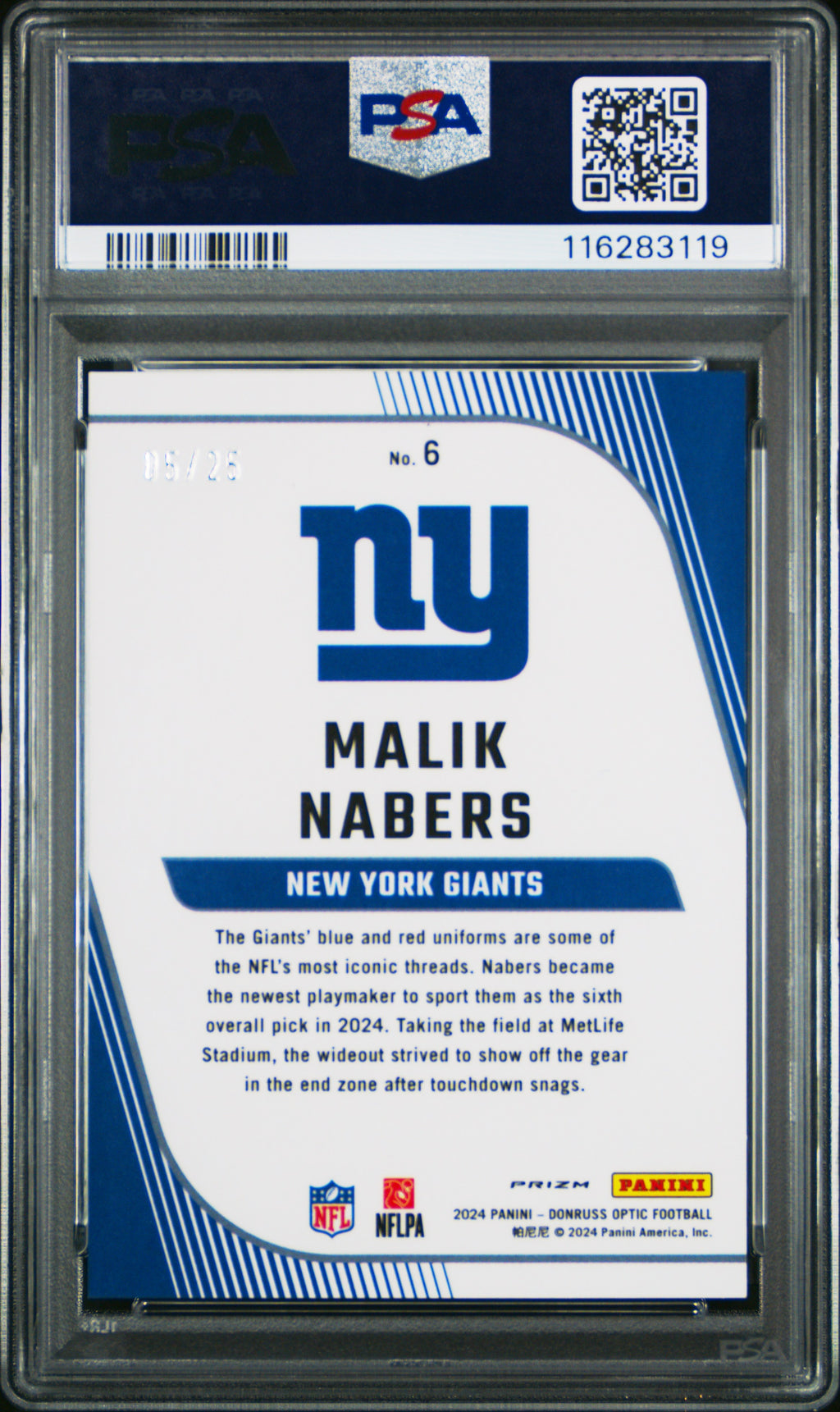 2024 Panini Donruss Optic Rookie Primary Colors #6 Malik Nabers PSA 9