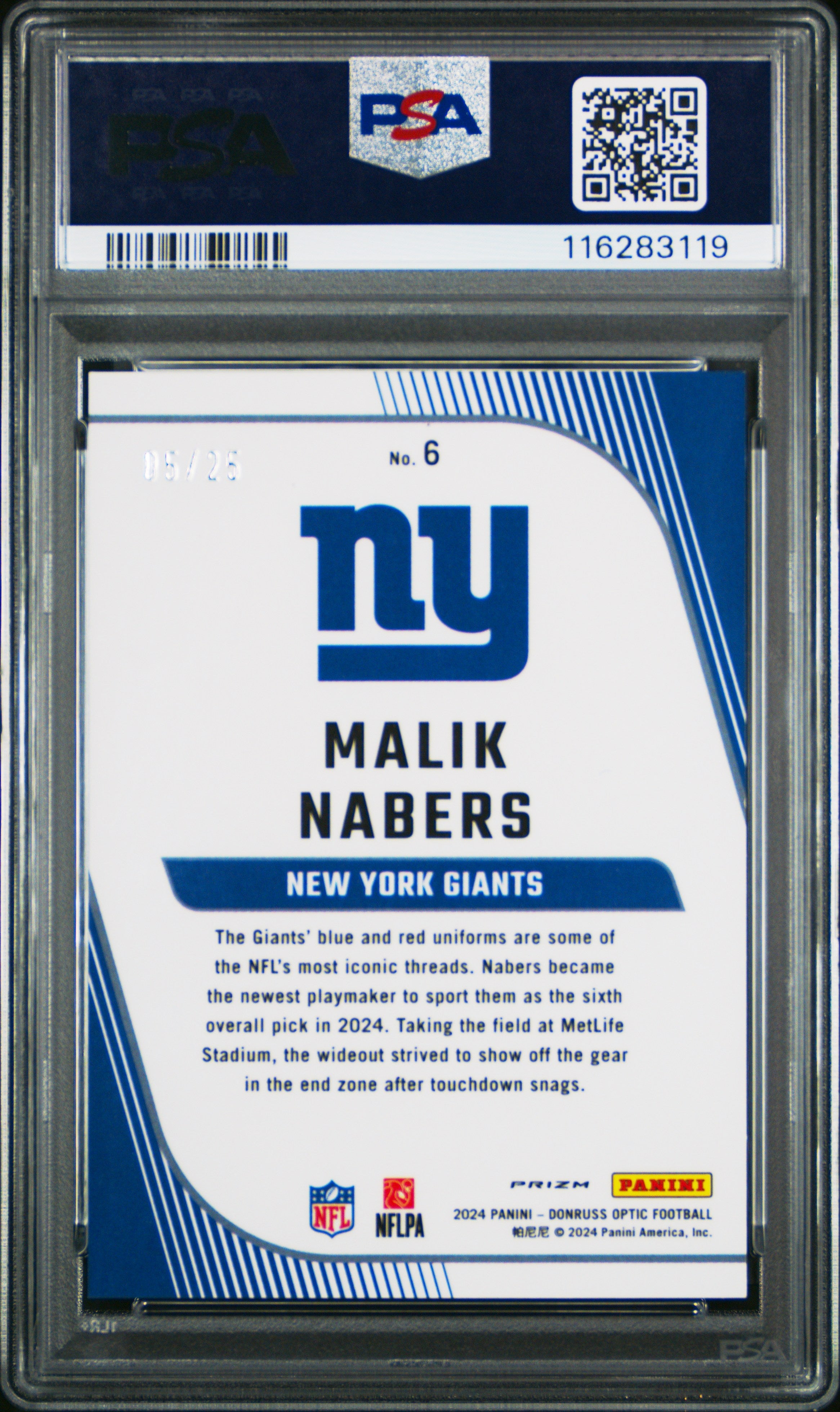2024 Panini Donruss Optic Rookie Primary Colors #6 Malik Nabers PSA 9