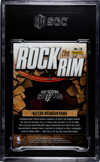 2023-24 Panini Recon #18 Victor Wembanyama Rock The Rim SGC 9