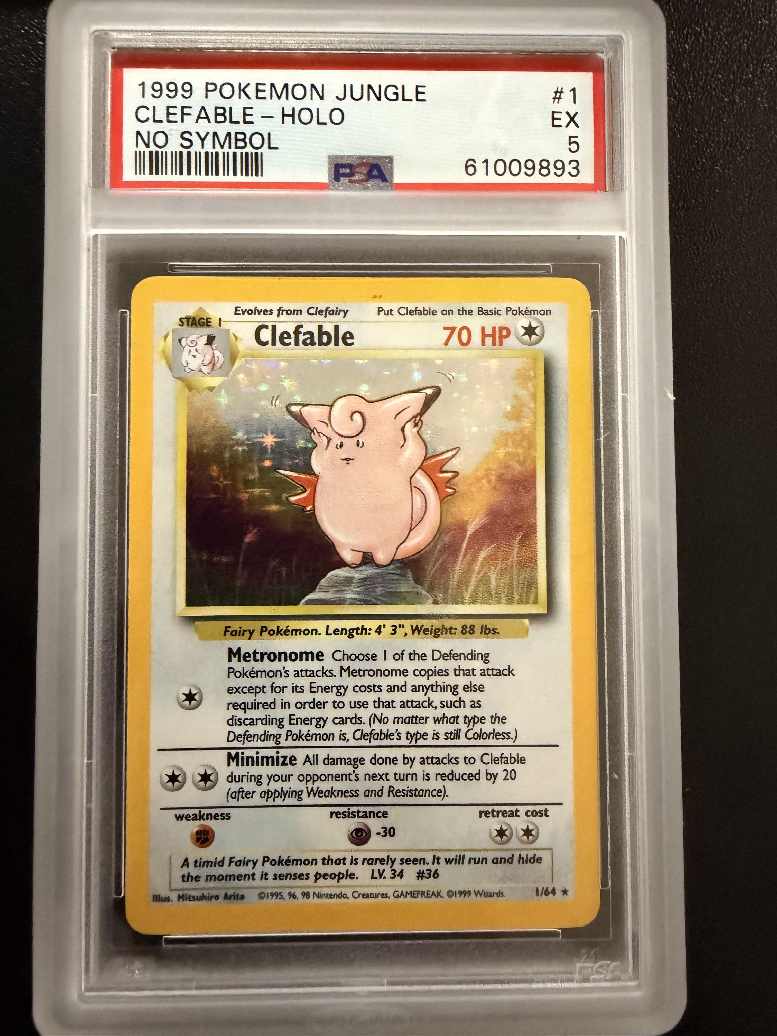 1999 Pokemon Jungle #1 Clefable-Holo No Symbol PSA 5