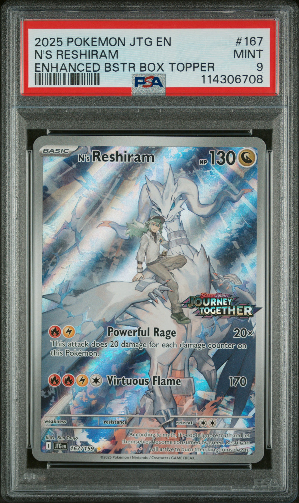 2025 Journey Together #167 N'S Reshiram  PSA 9