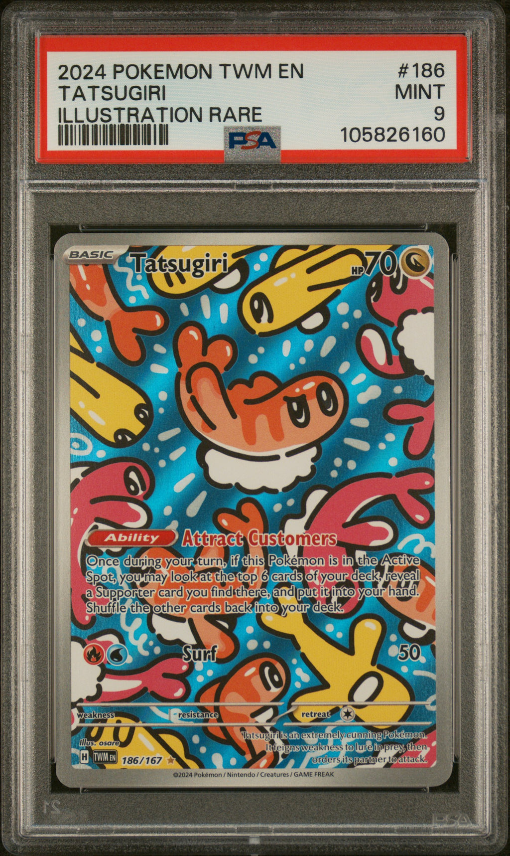 2024 Pokemon Twm En-Twilight Masquerade #186 Tatsugiri Illustration Rare PSA 9