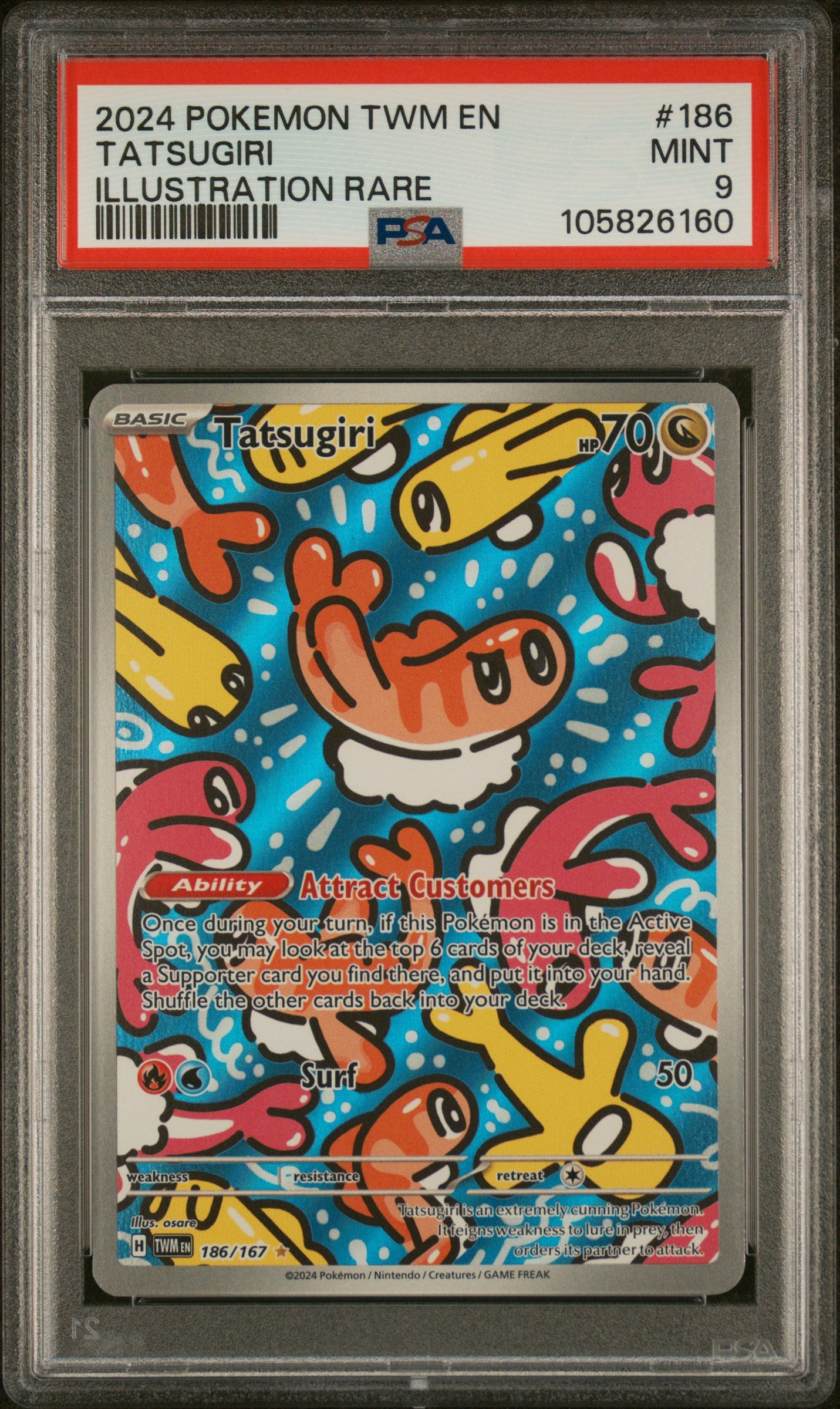 2024 Pokemon Twm En-Twilight Masquerade #186 Tatsugiri Illustration Rare PSA 9