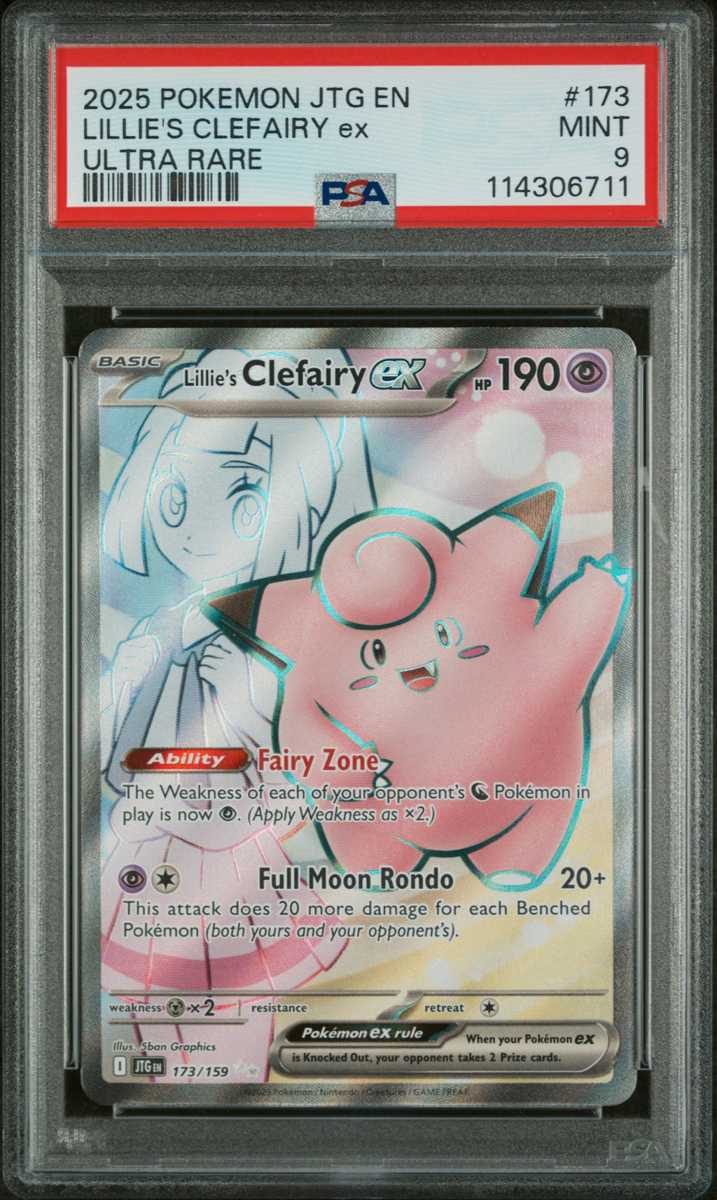 2025 Pokemon Jtg En-Journey Together #173 Lillie'S Clefairy Ex Ultra Rare PSA 9
