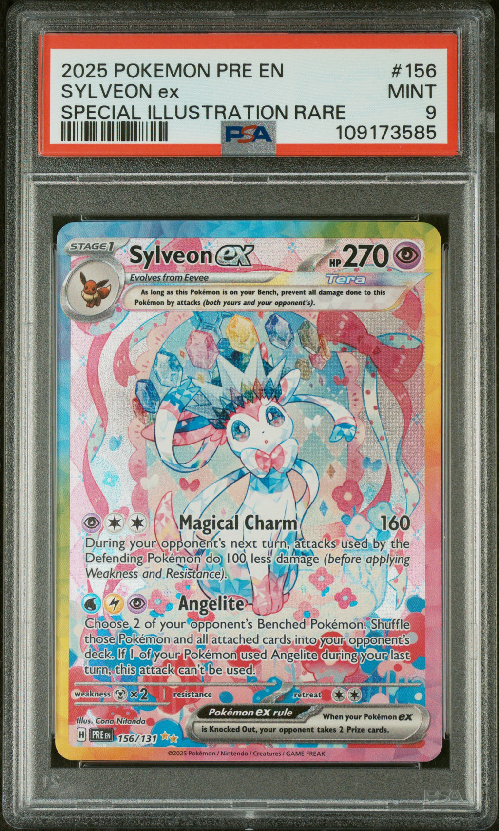 2025 Prismatic Evolutions #156 Sylveon Ex Rare PSA 9