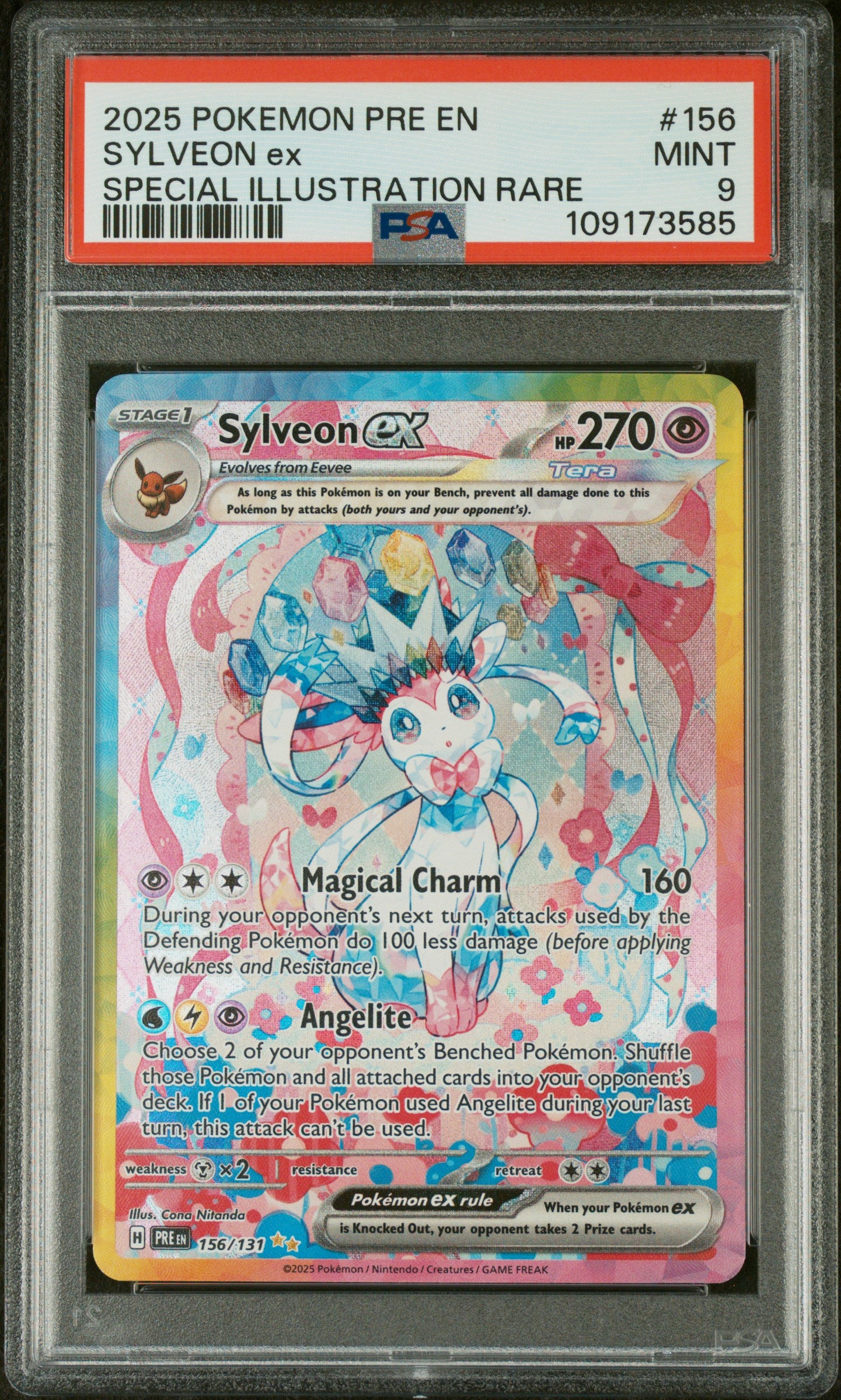 2025 Prismatic Evolutions #156 Sylveon Ex Rare PSA 9