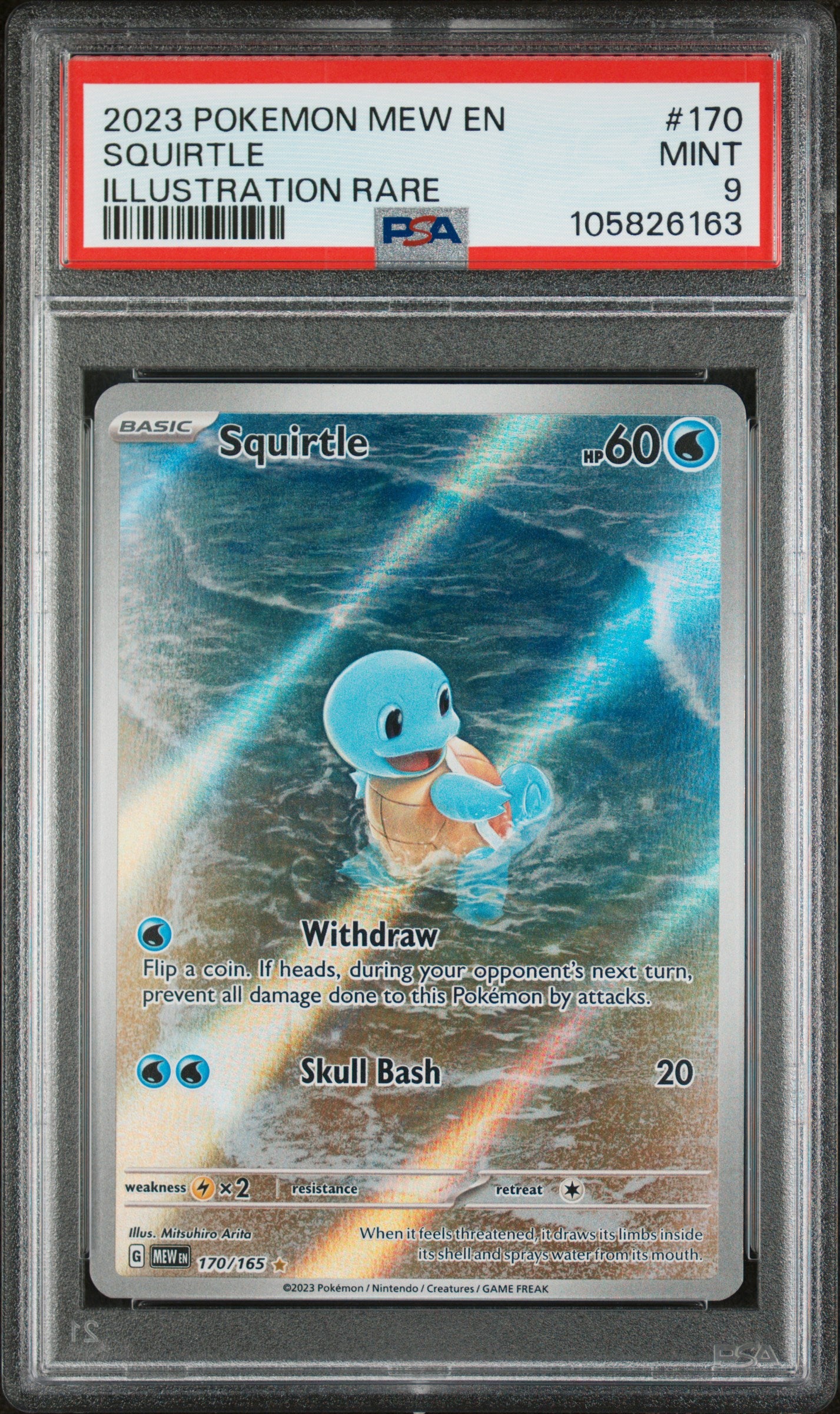 2023 Pokemon Mew En-151 #170 Squirtle Illustration Rare PSA 9