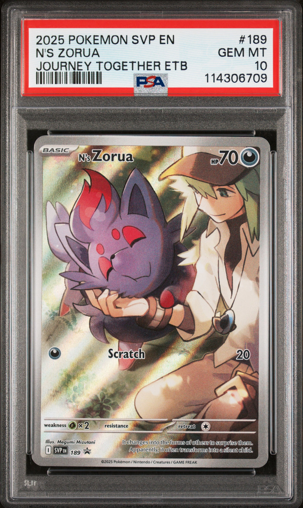 2025 Svp En-Sv Black Star Promo #189 N'S Zorua Journey Together PSA 10