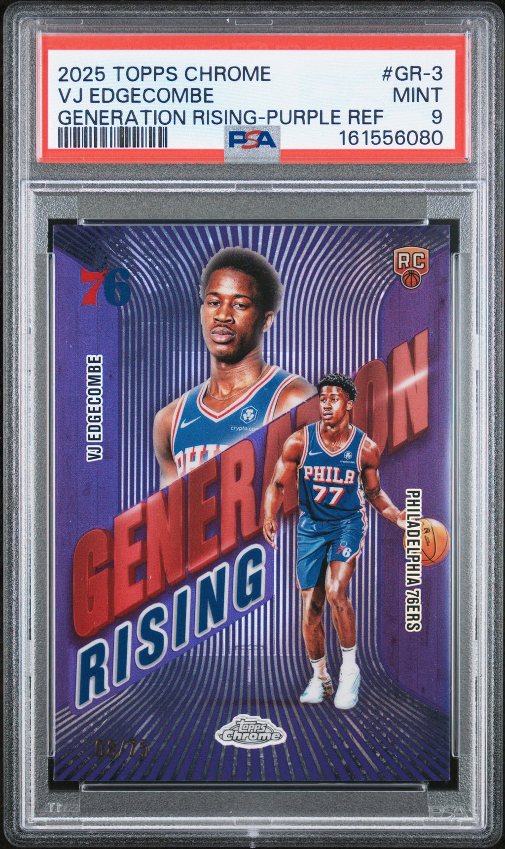 2025 Topps Chrome Generation Rising #GR-3 Vj Edgecombe Purple Ref PSA 9