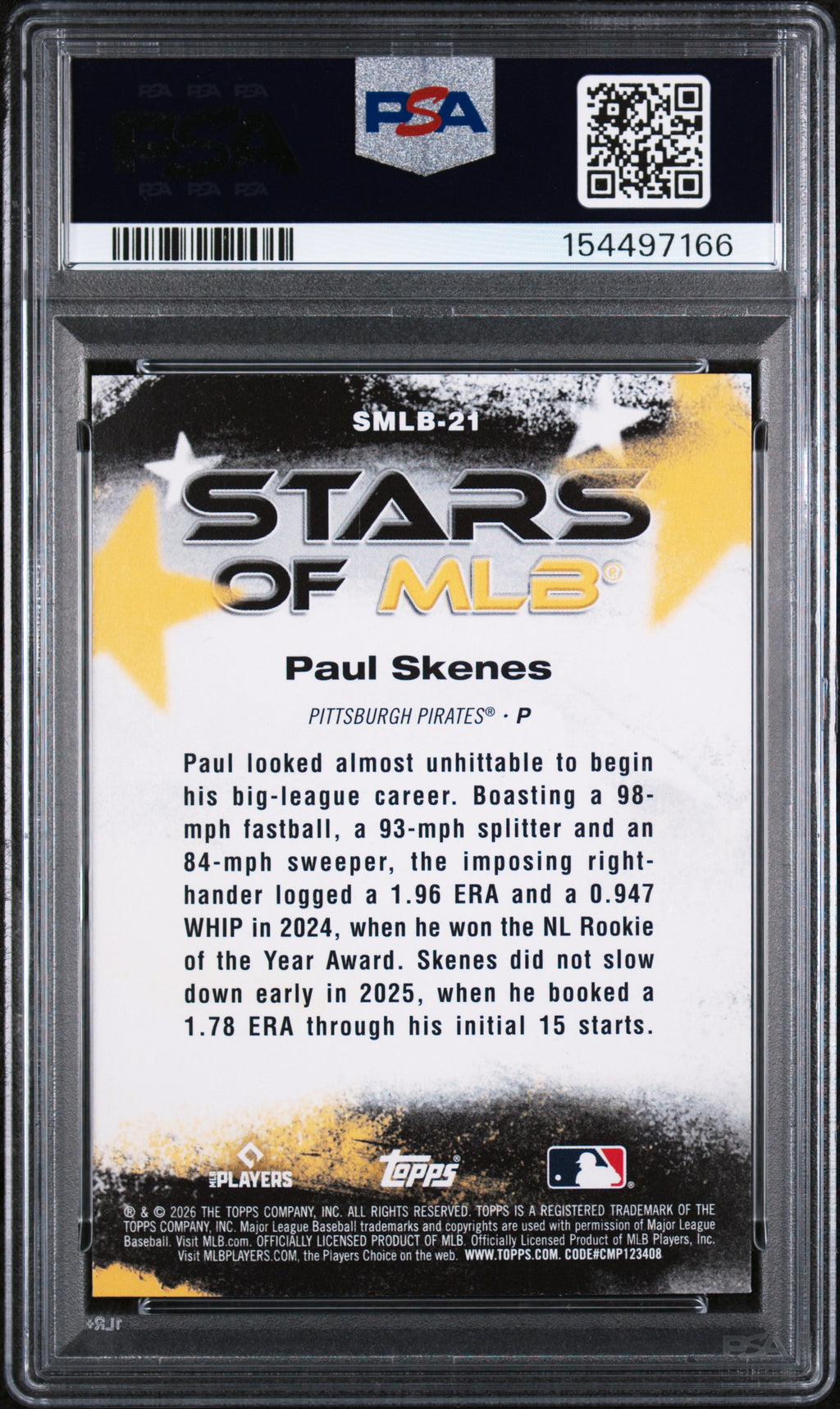(#97166) 2026 Paul Skenes Topps Stars Of Mlb #21 PSA 10