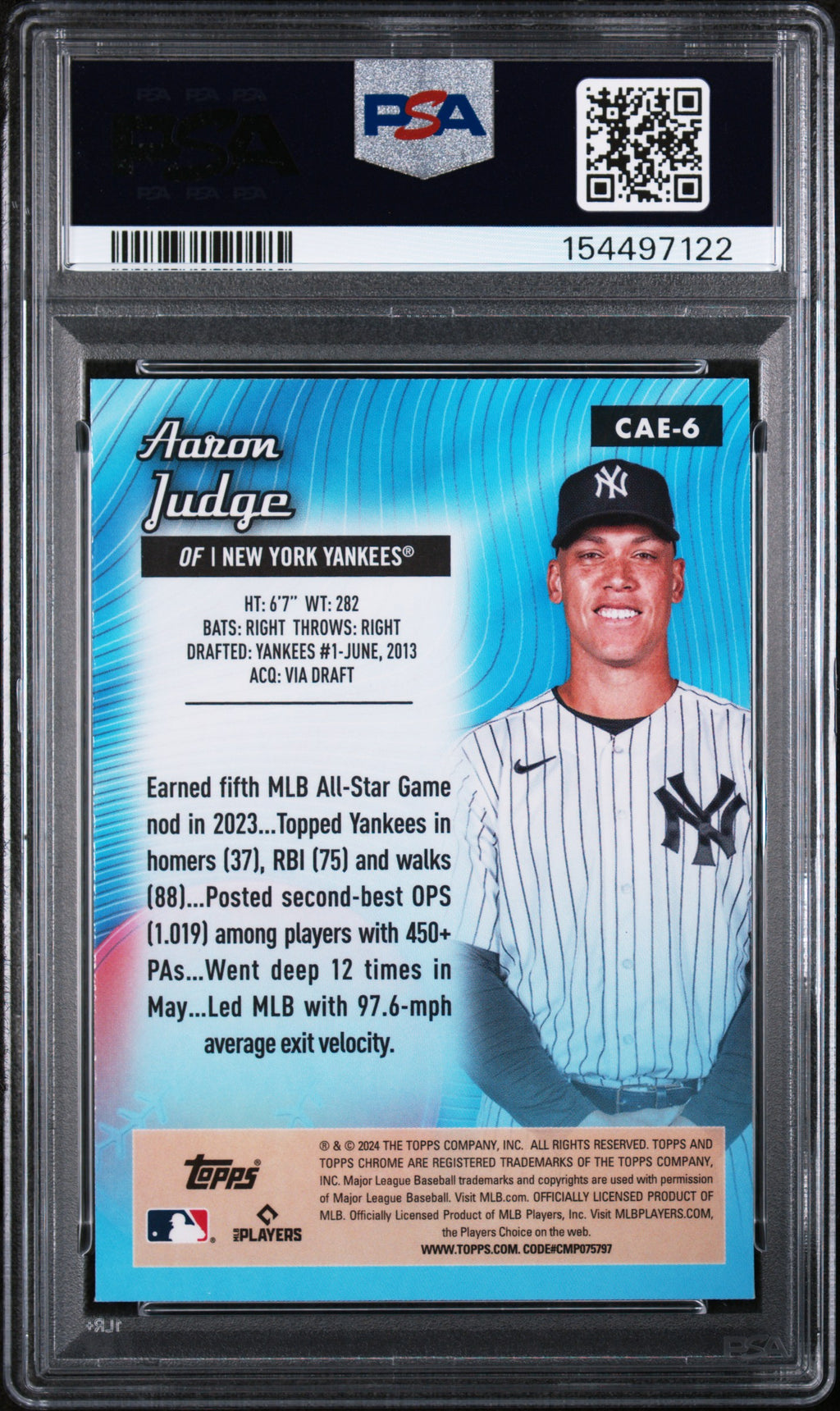 (#97122) 2024 Topps Chrome Chrome All Etch #CAE6 Aaron Judge PSA 10